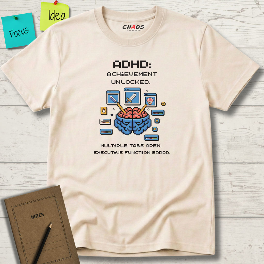 ADHD. Achievement Unlocked. Multiple tabs open T-Shirt