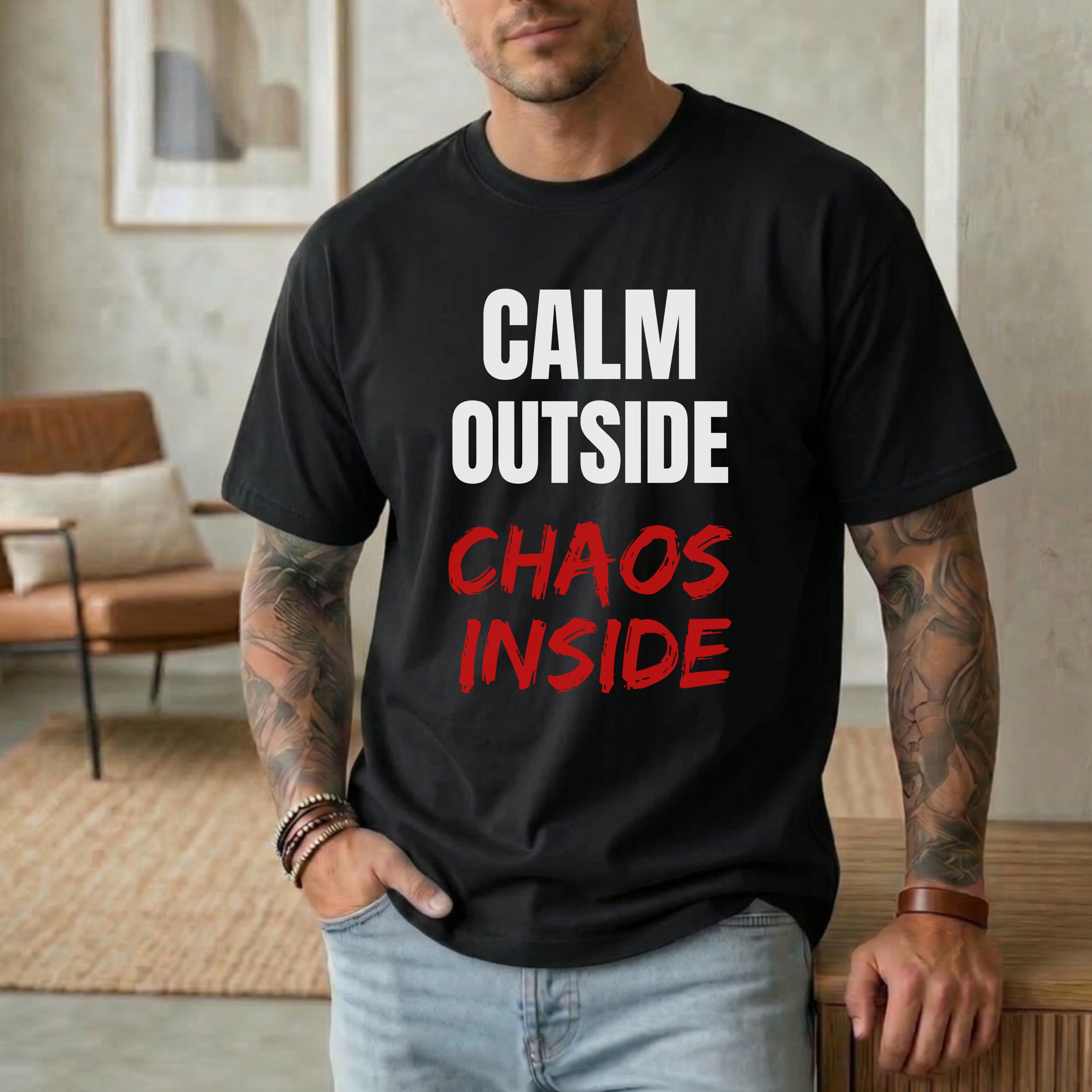 CALM OUTSIDE CHAOS INSIDE T-SHIRT