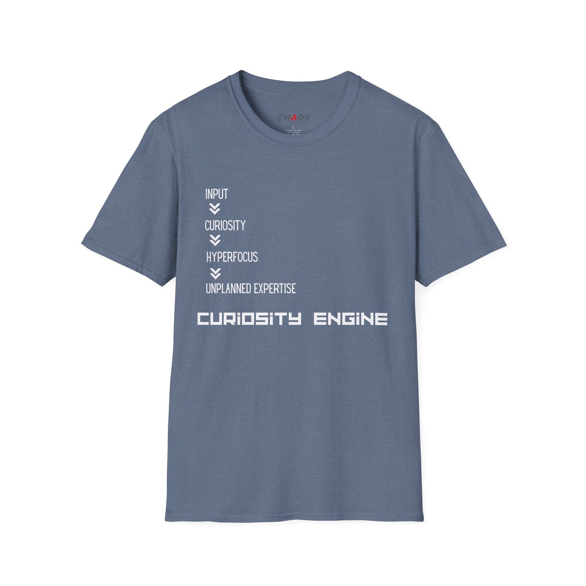 INPUT. Curiosity. Hyperfocus. Unplanned Expertise. Curiosity Engine T-Shirt