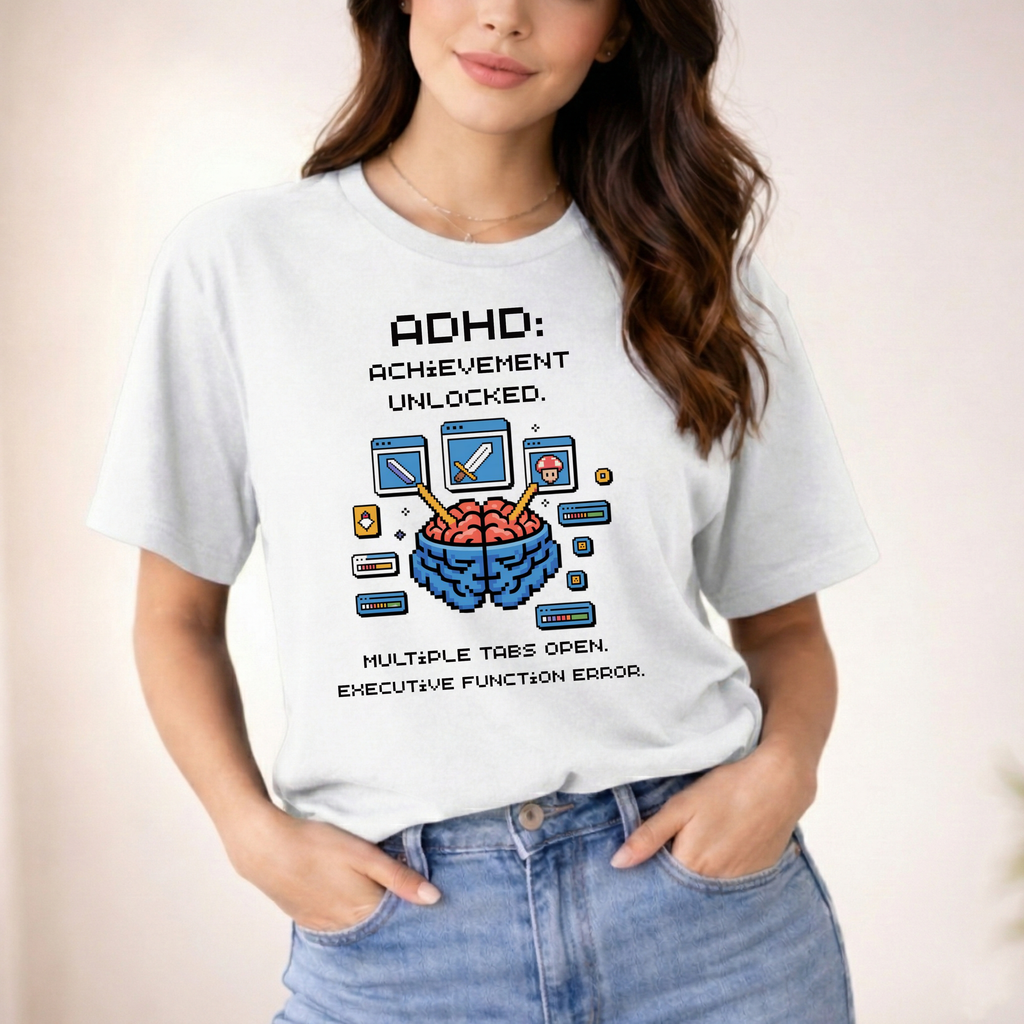 ADHD. Achievement Unlocked. Multiple tabs open T-Shirt