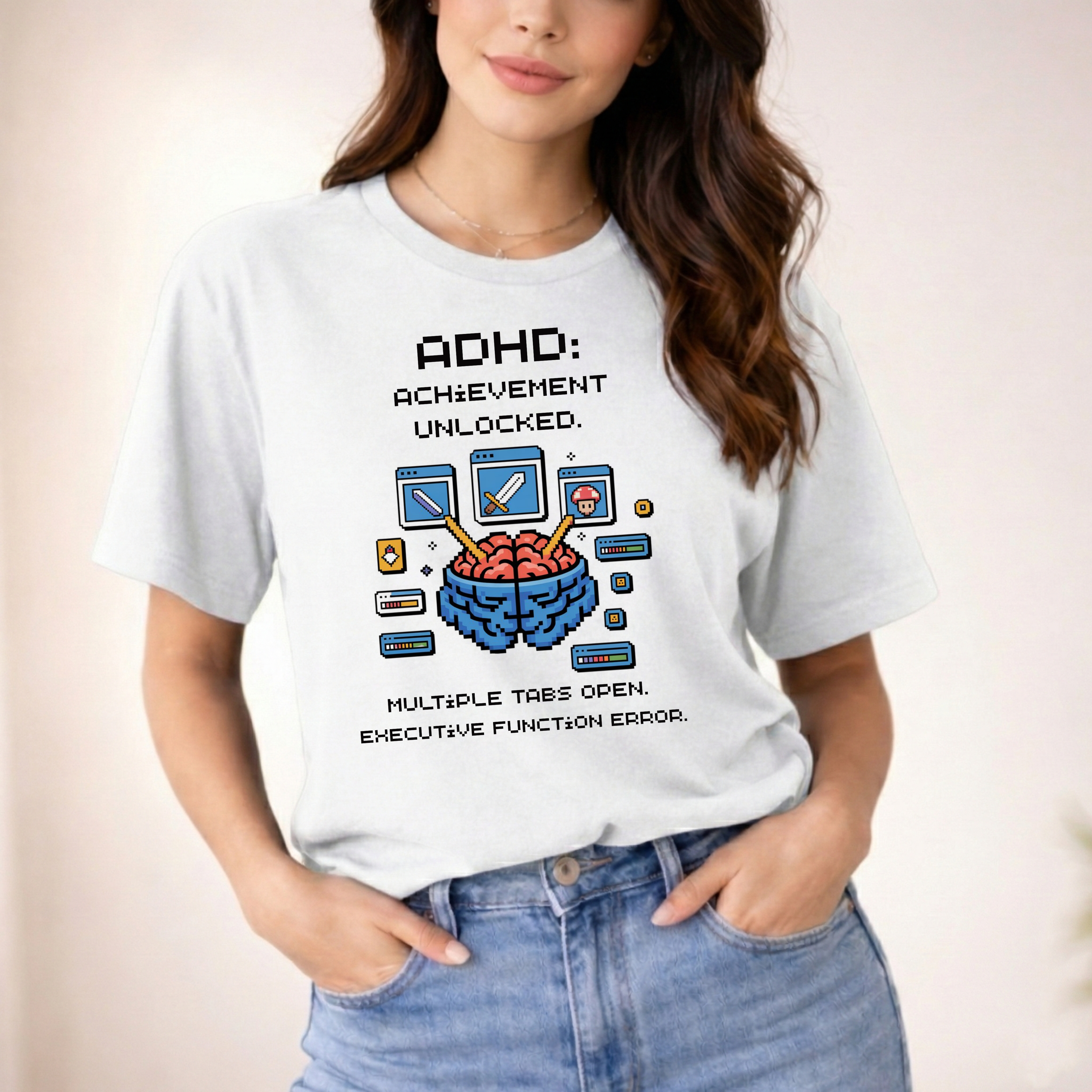 ADHD. Achievement Unlocked. Multiple tabs open T-Shirt