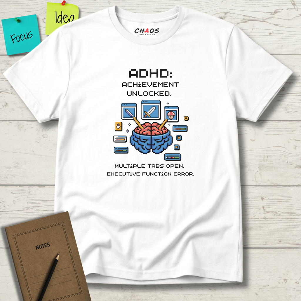 ADHD. Achievement Unlocked. Multiple tabs open T-Shirt
