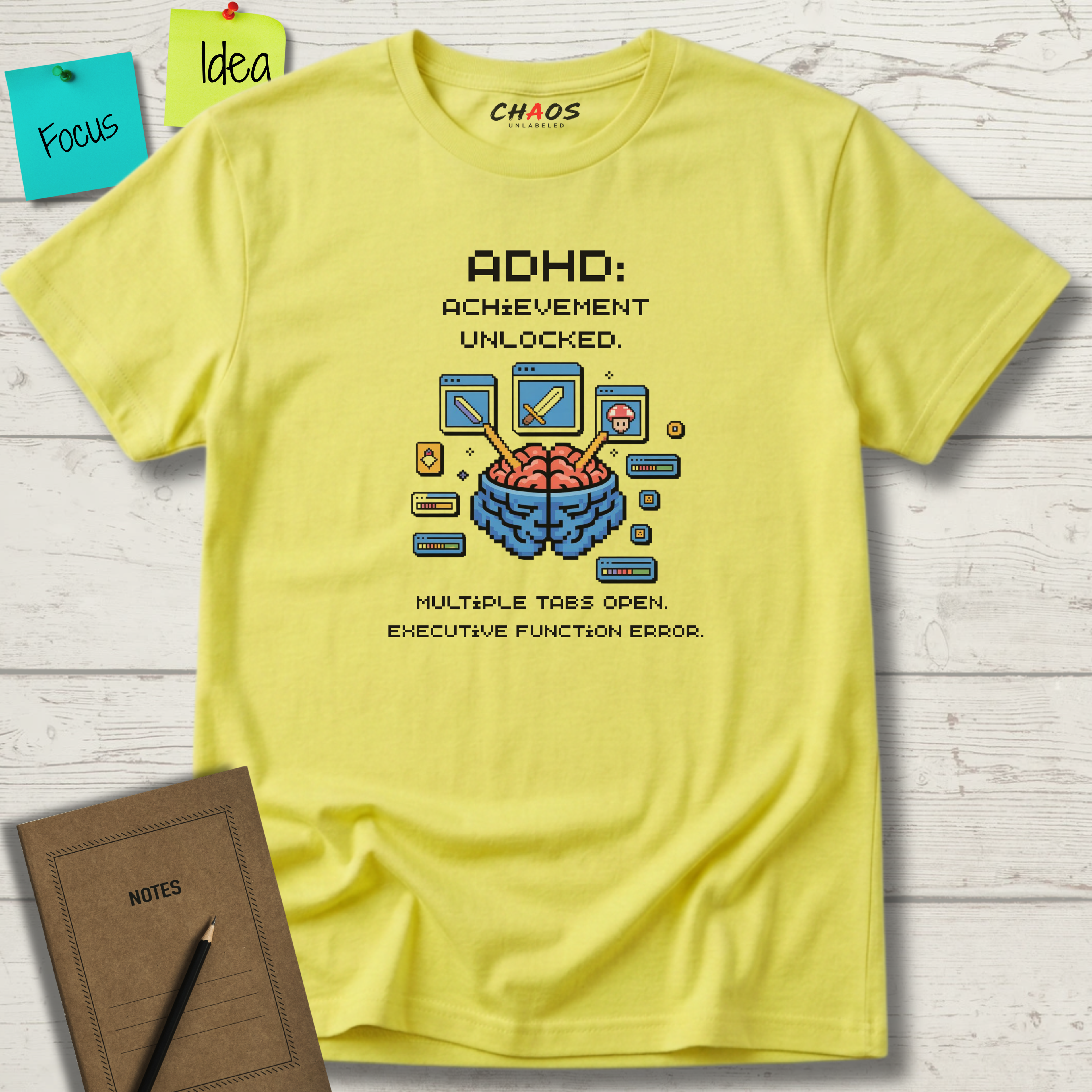 ADHD. Achievement Unlocked. Multiple tabs open T-Shirt
