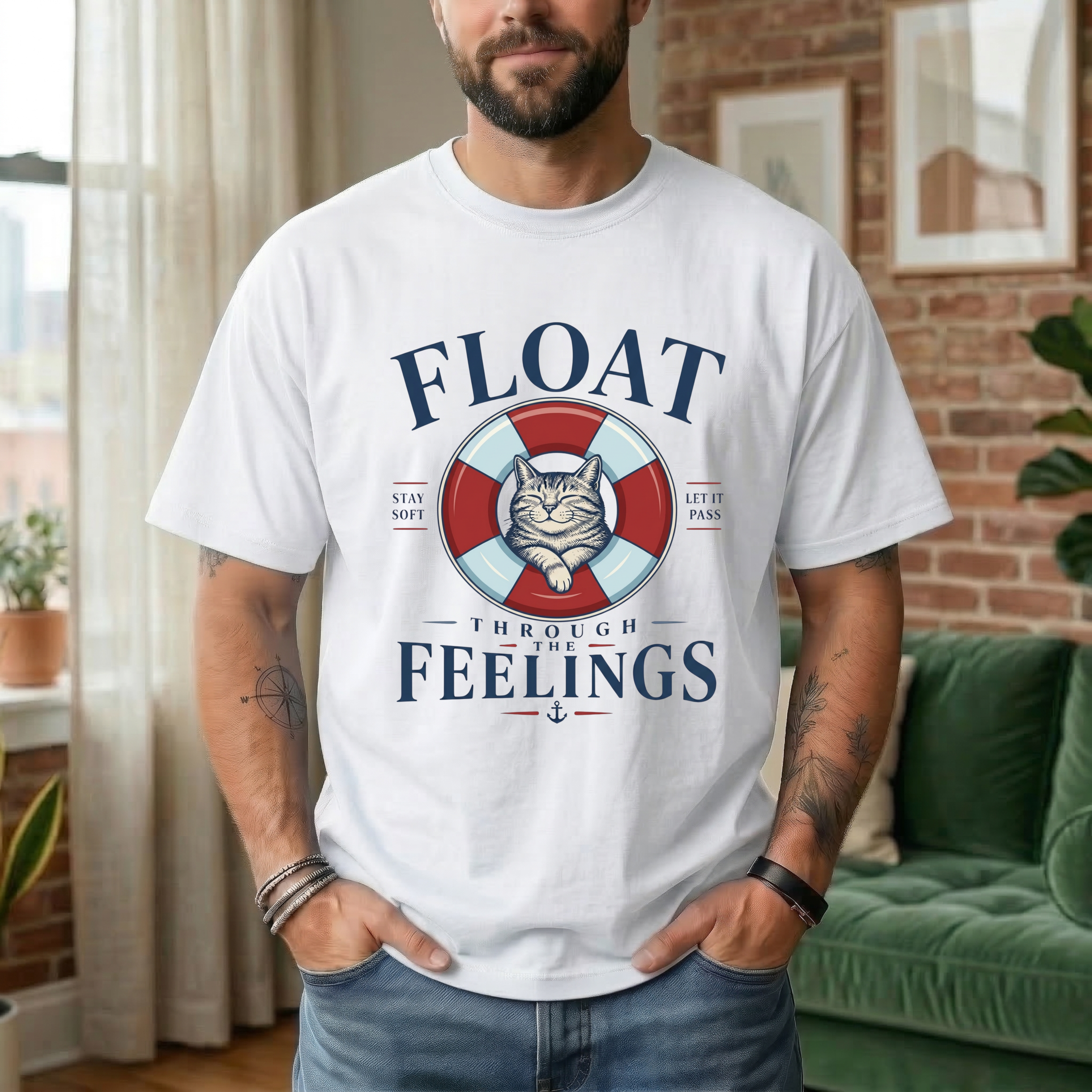 FLOATH THROUGH THE FEELINGS STAY SOFT LET IS PASS T-SHIRT