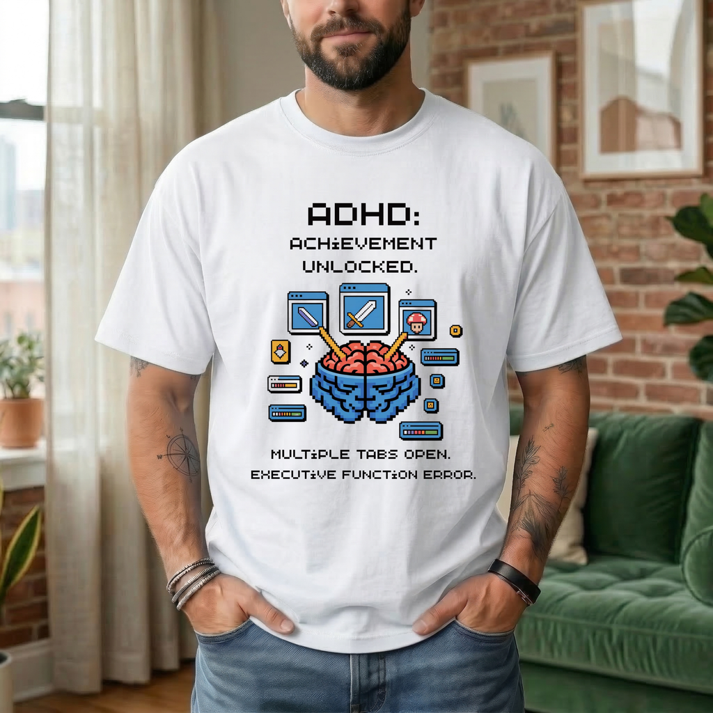 ADHD. Achievement Unlocked. Multiple tabs open T-Shirt