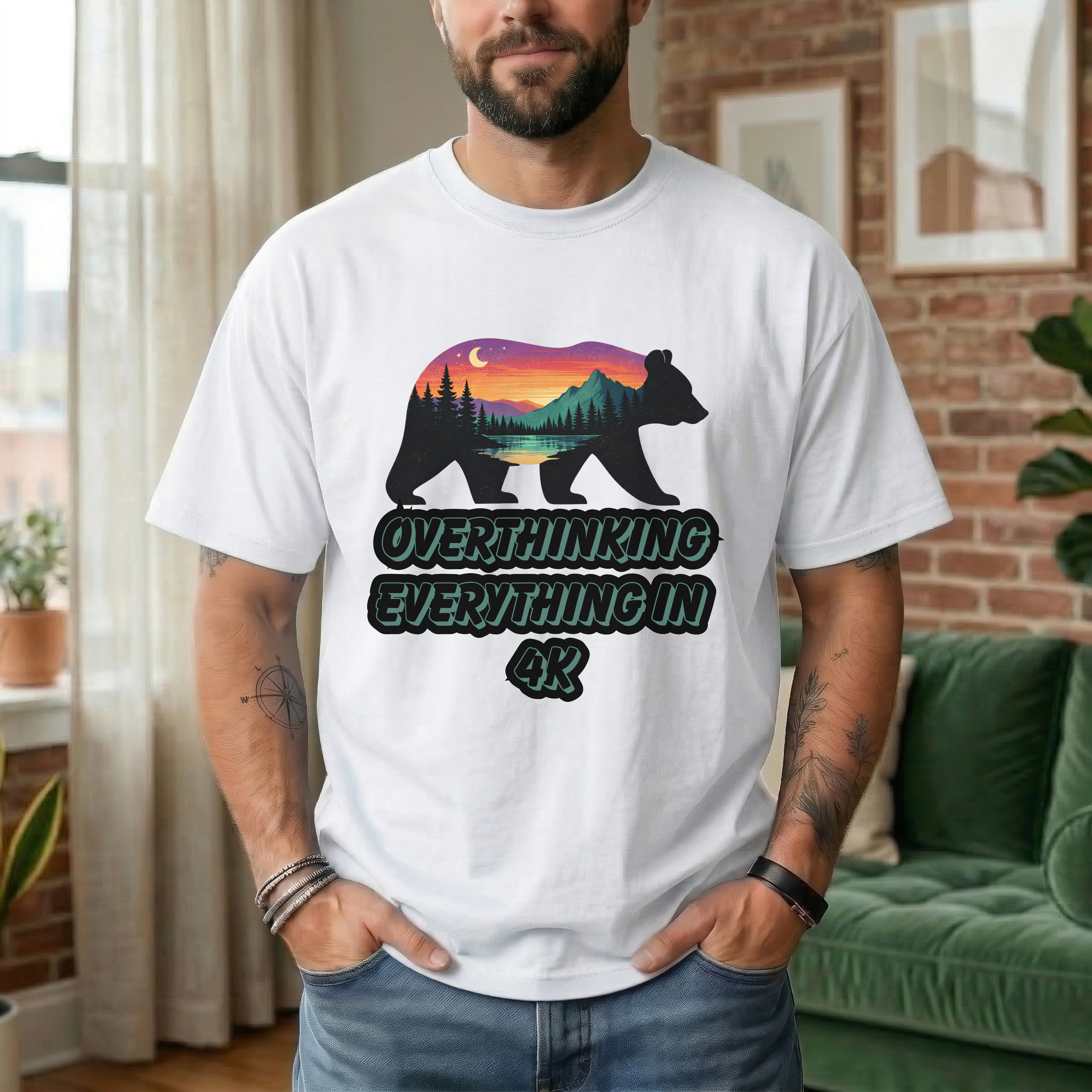 OVERTHINKING EVERYTHING IN 4K BEAR T-SHIRT