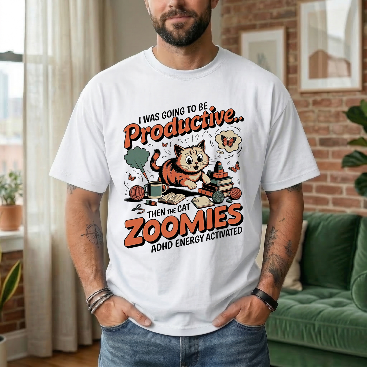 I Was Going To Be Productive Then The Cat Zoomies T-Shirt