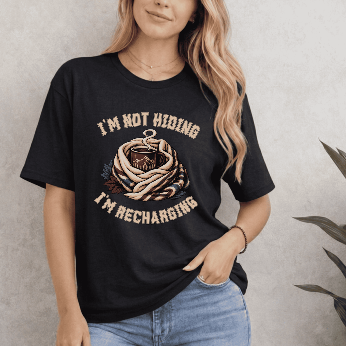 I'M NOT HIDING I'M RECHARGING T-SHIRT