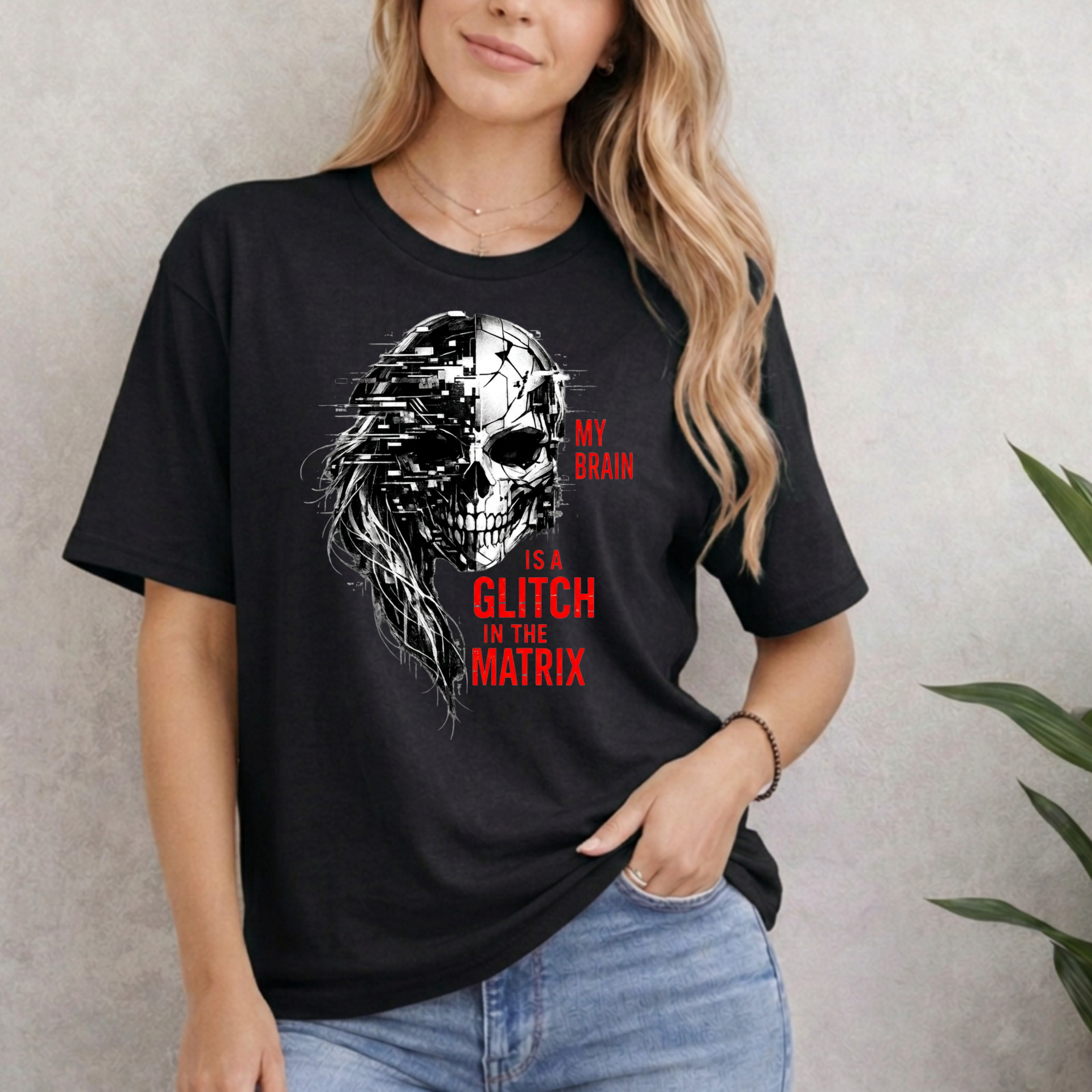 MY BRAIN IS A GLITCH APP IN THE MATRIX T-SHIRT
