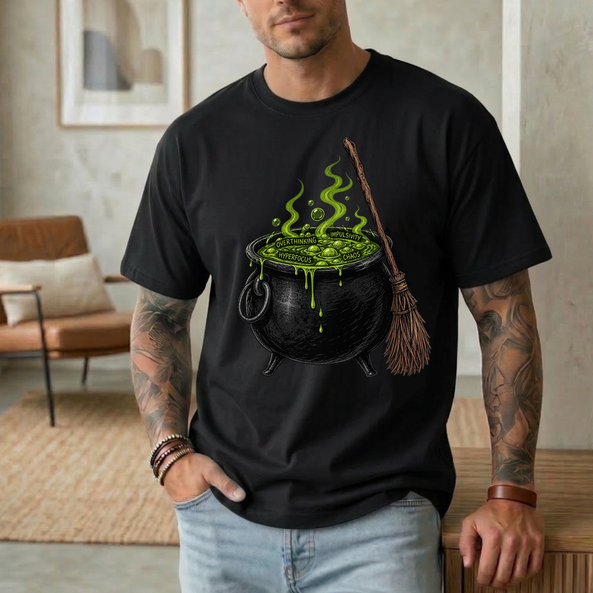 HALLOWEEN ADHD POTION CAULDRON T-SHIRT