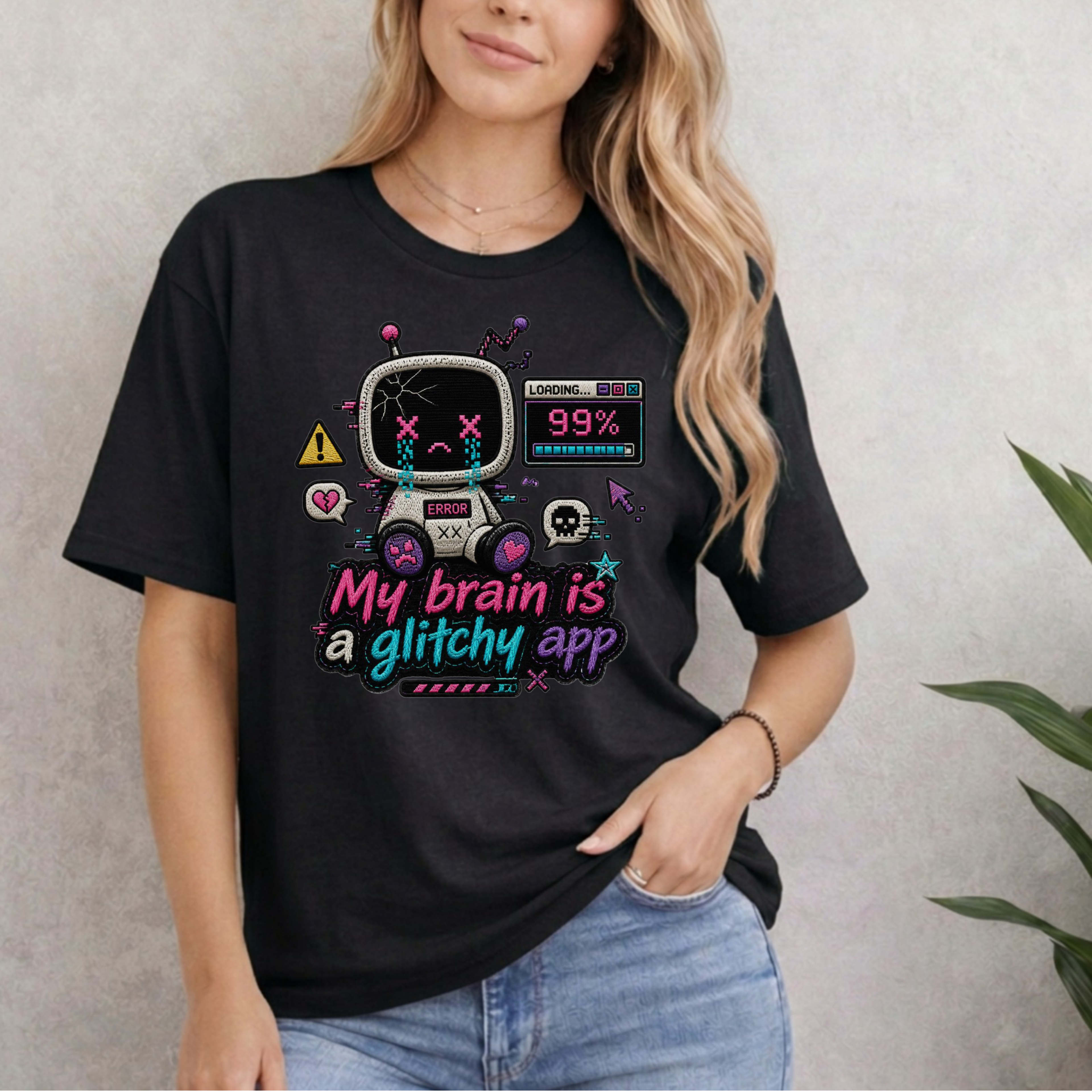 MY BRAIN IS A GLITCHY APP T-SHIRT