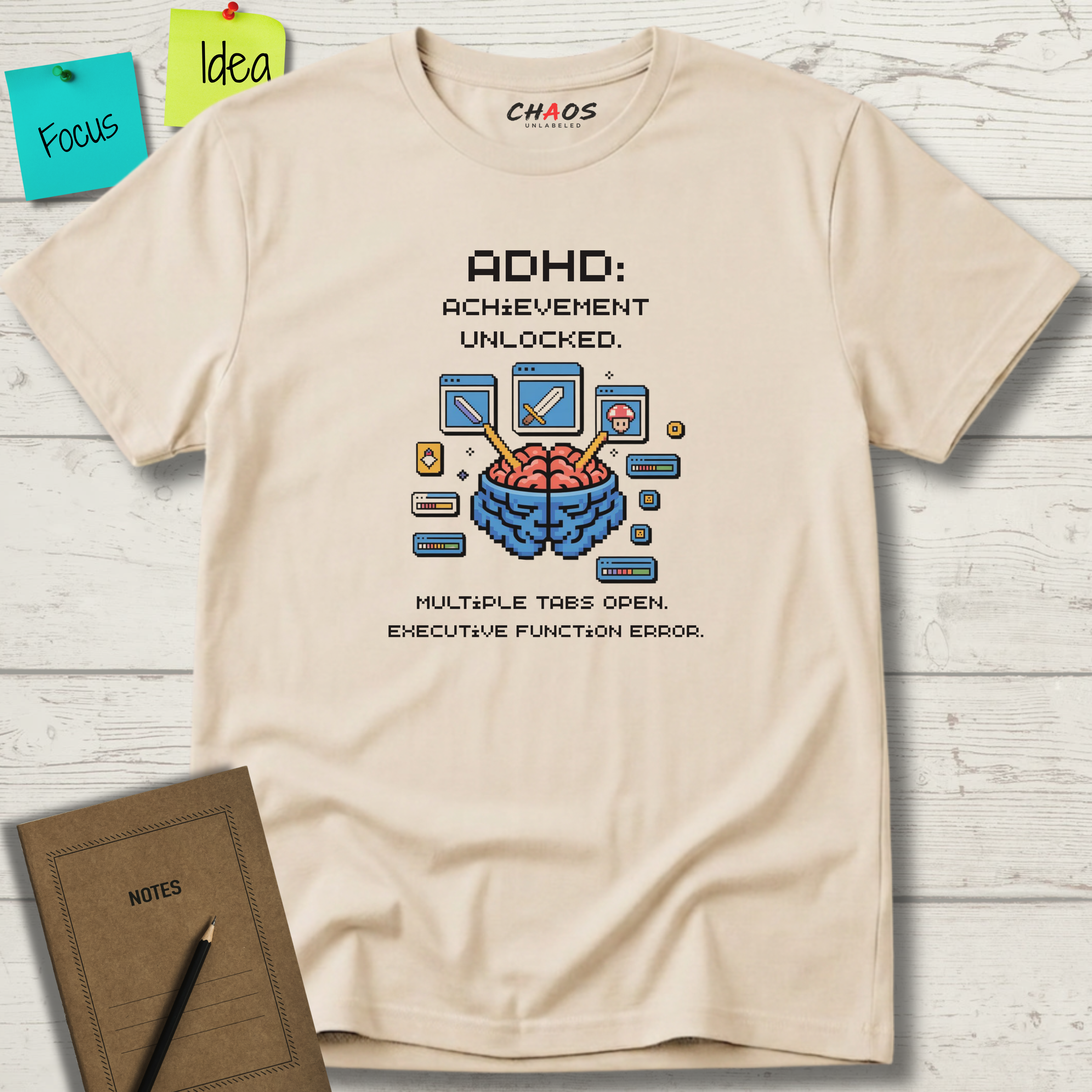 ADHD. Achievement Unlocked. Multiple tabs open T-Shirt
