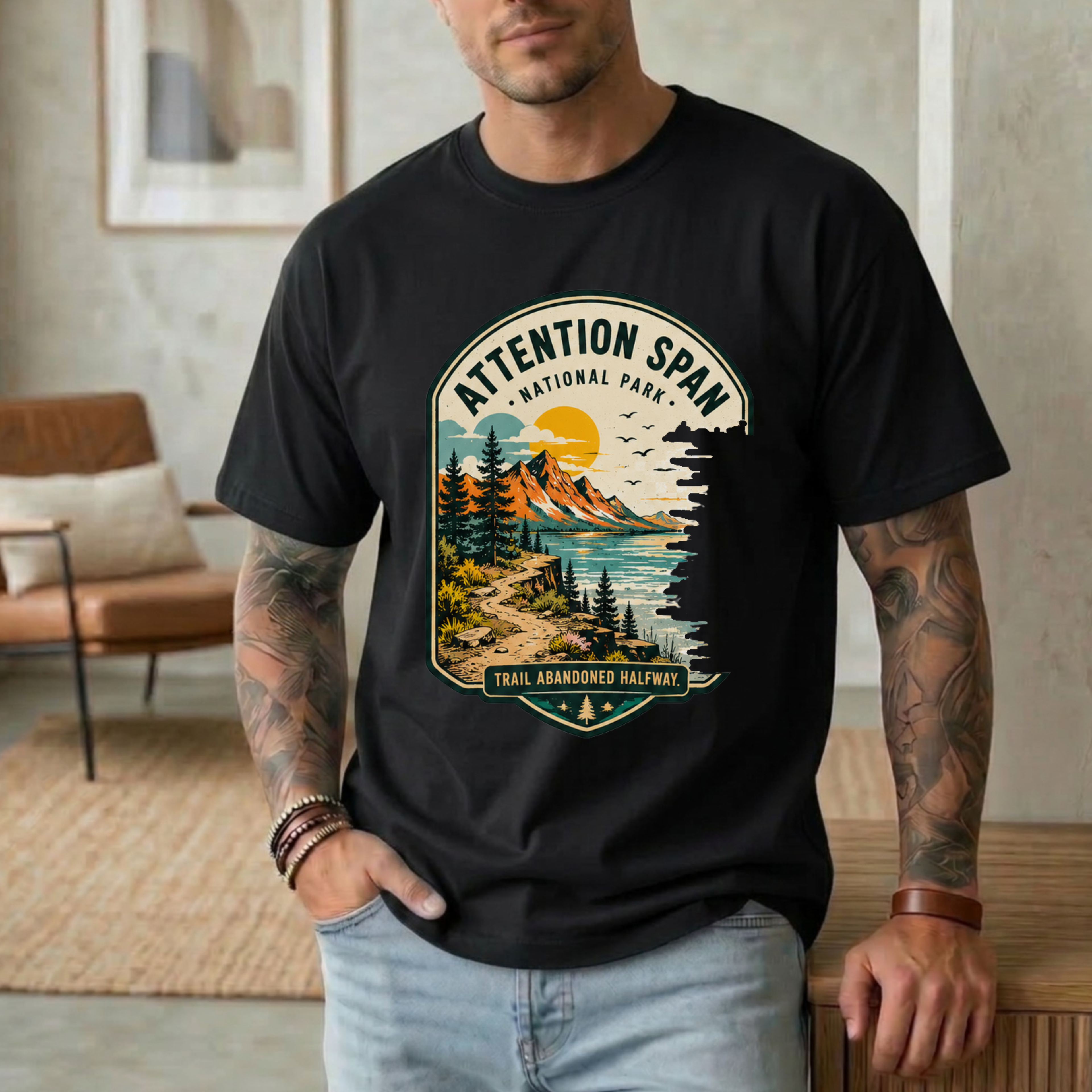 ATTENTION SPAN TRAIL ABANDONED HALFWAY T-SHIRT