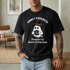 SPOOKY THOUGHTS POWERED BY SPELLS & ESPRESSO T-SHIRT