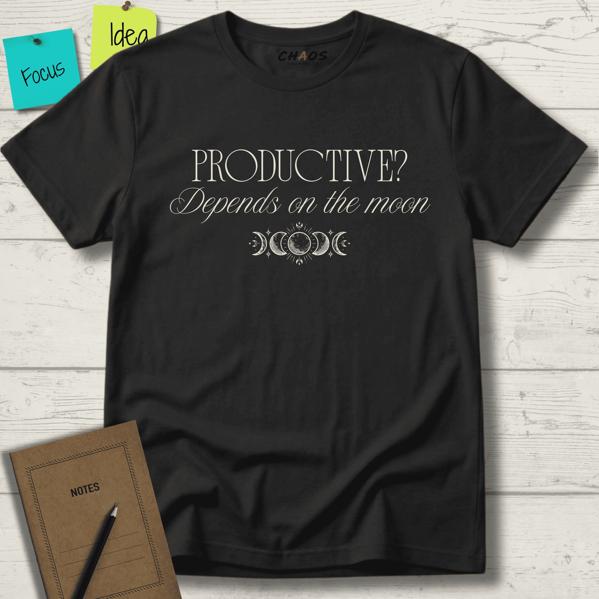 PRODUCTIVE DEPENDS ON THE MOON T-SHIRT