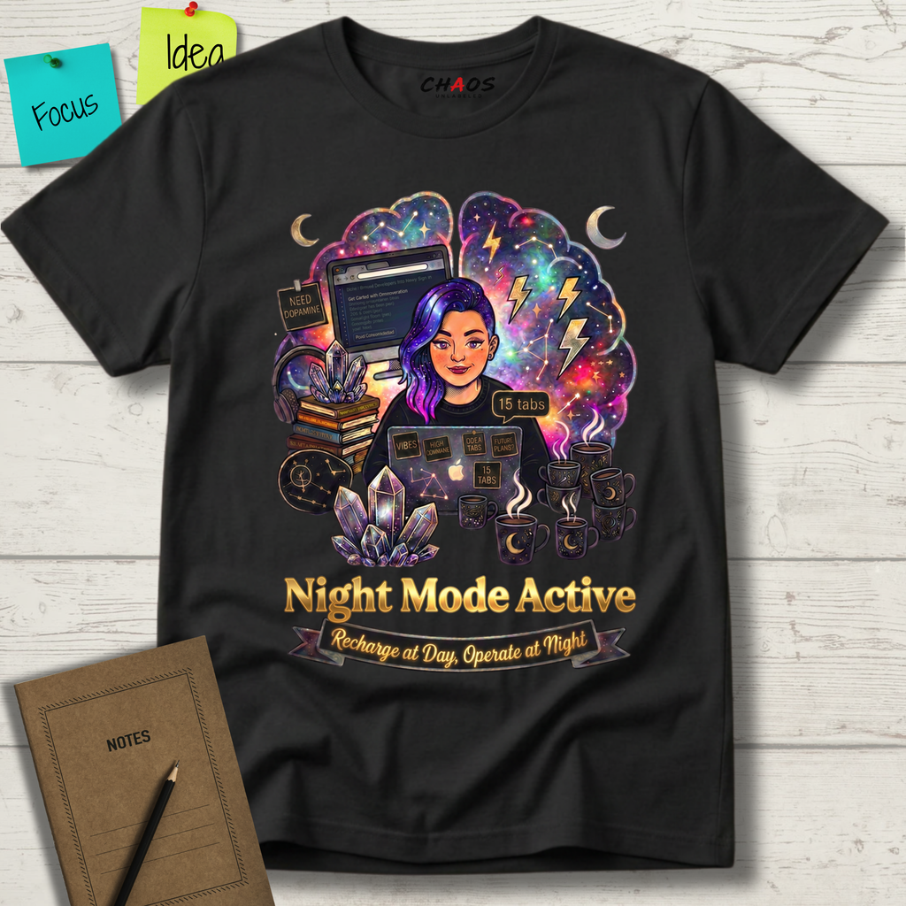 Night Mode Active. Recharge at Day, Operate at Night T-Shirt