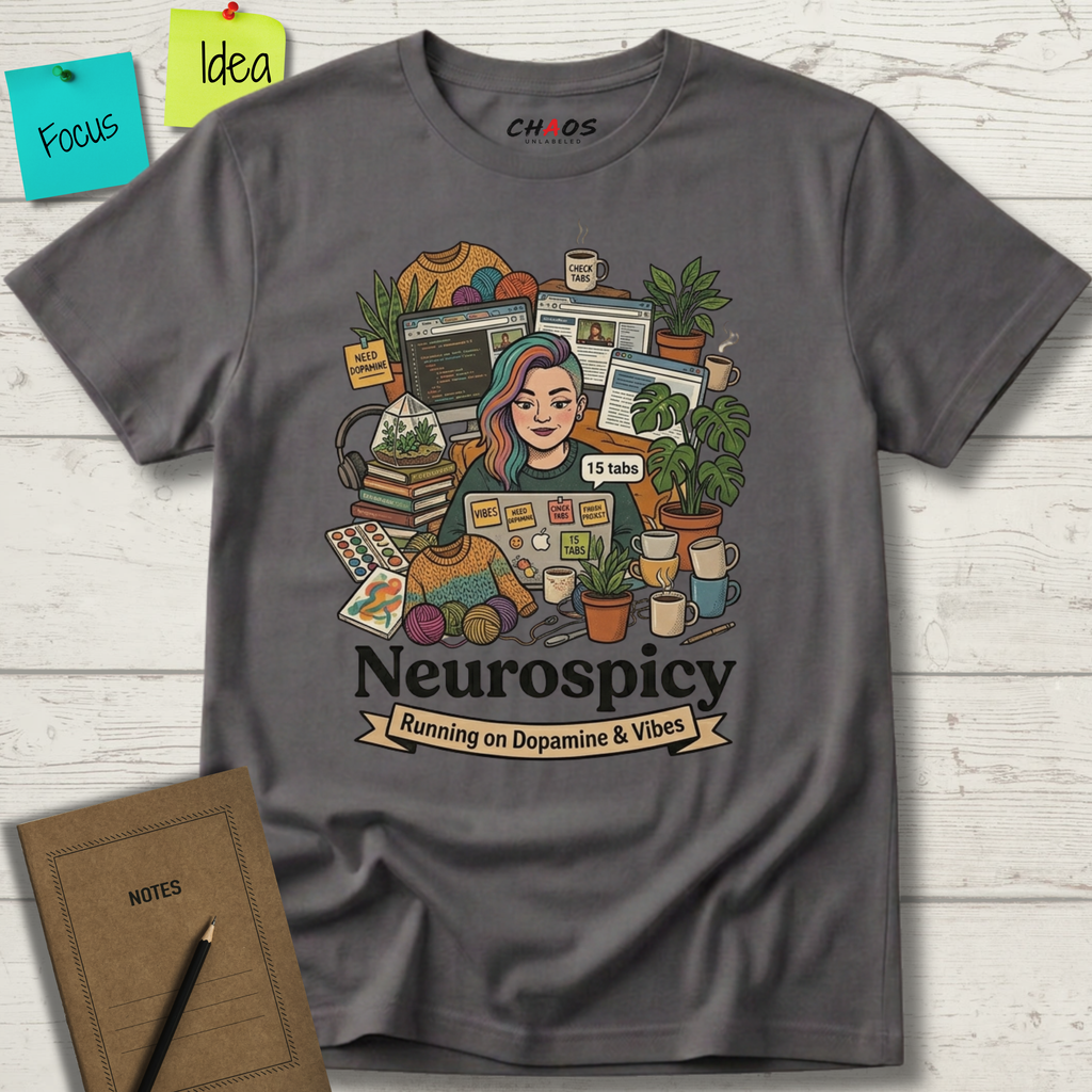 Neurospicy Running on Dopamine and Vibes T-Shirt