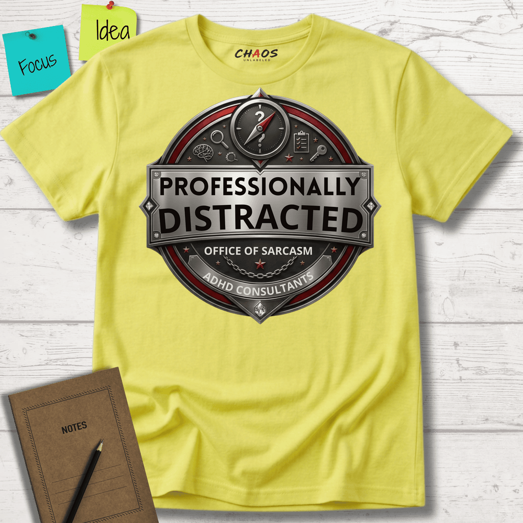 PROFESSIONALLY DISTRACTED. OFFICE OF SARCASM T-SHIRT