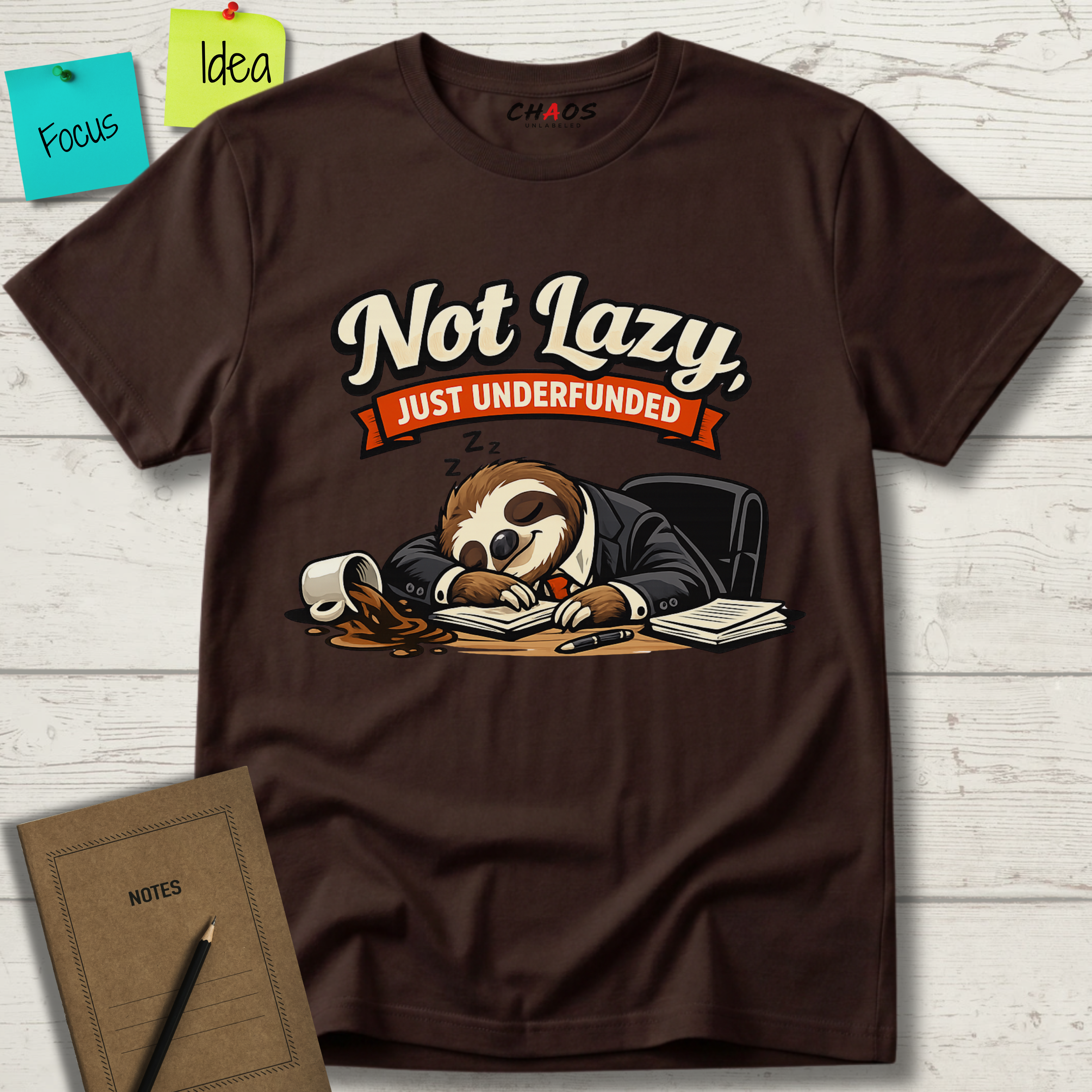 NOT LAZY JUST UNDERFUNDED BUSY SLOTH T-SHIRT