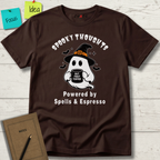 SPOOKY THOUGHTS POWERED BY SPELLS & ESPRESSO T-SHIRT