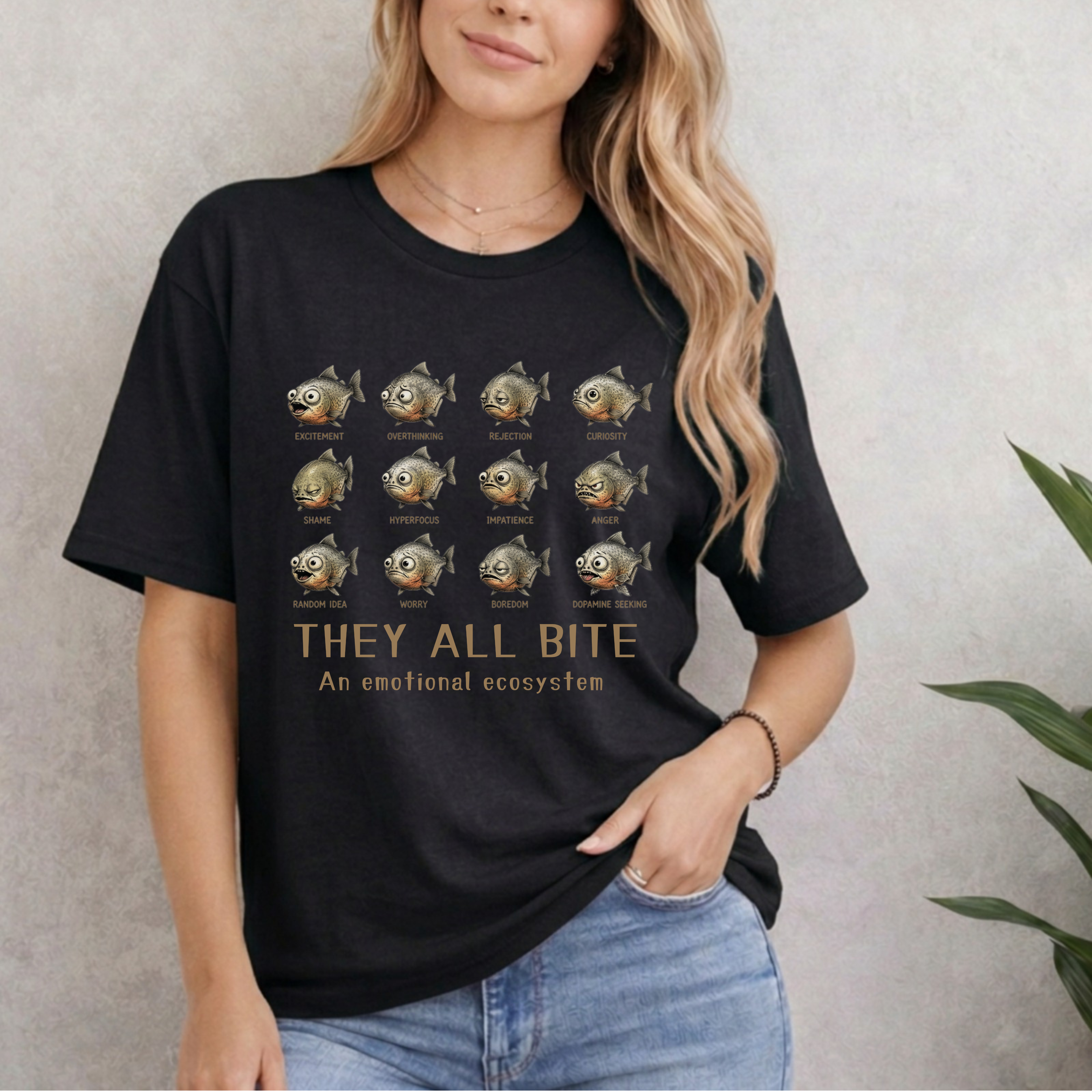 EVERYTHING BITES THE EMOTIONAL PIRANHA ECOSYSTEM T-SHIRT