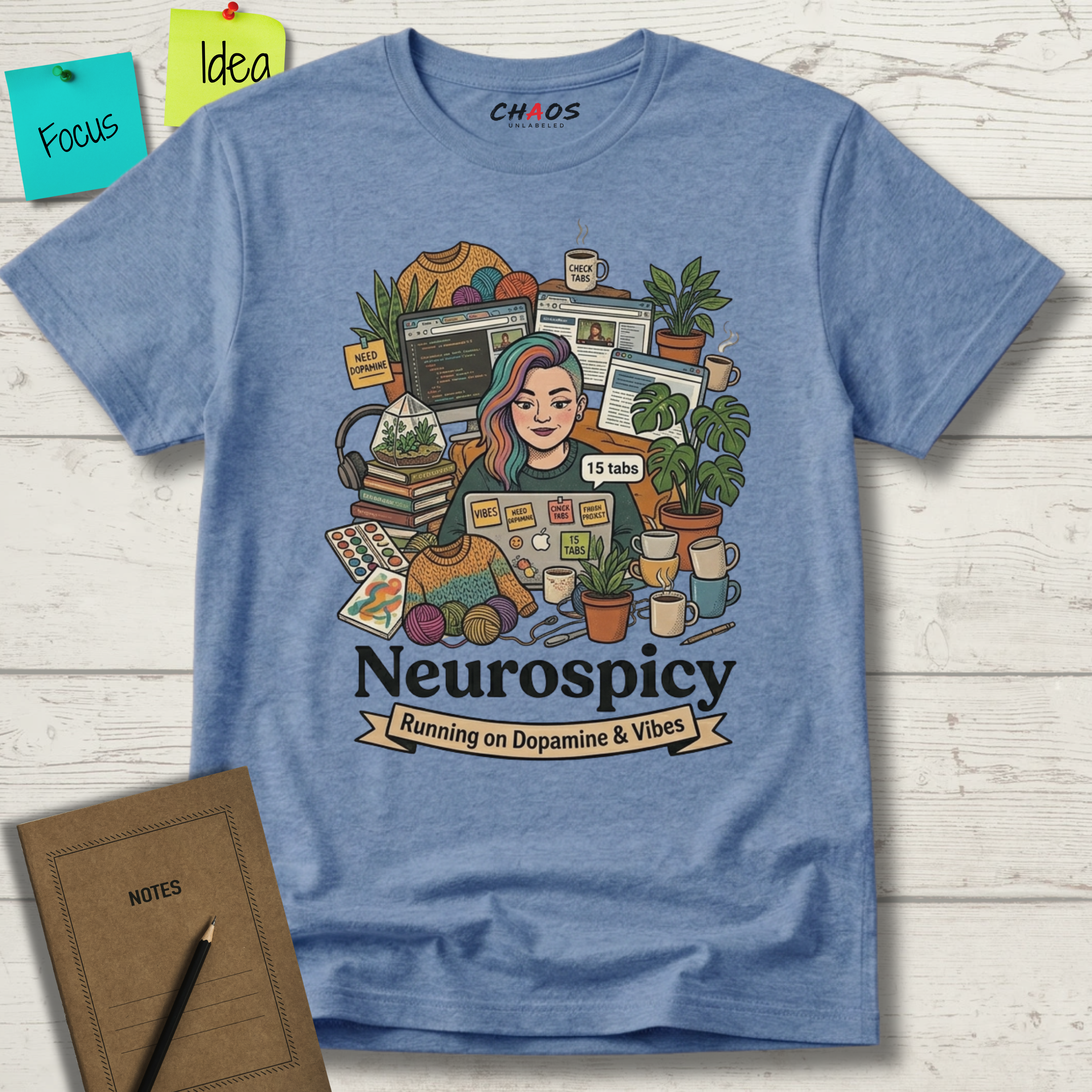 Neurospicy Running on Dopamine and Vibes T-Shirt