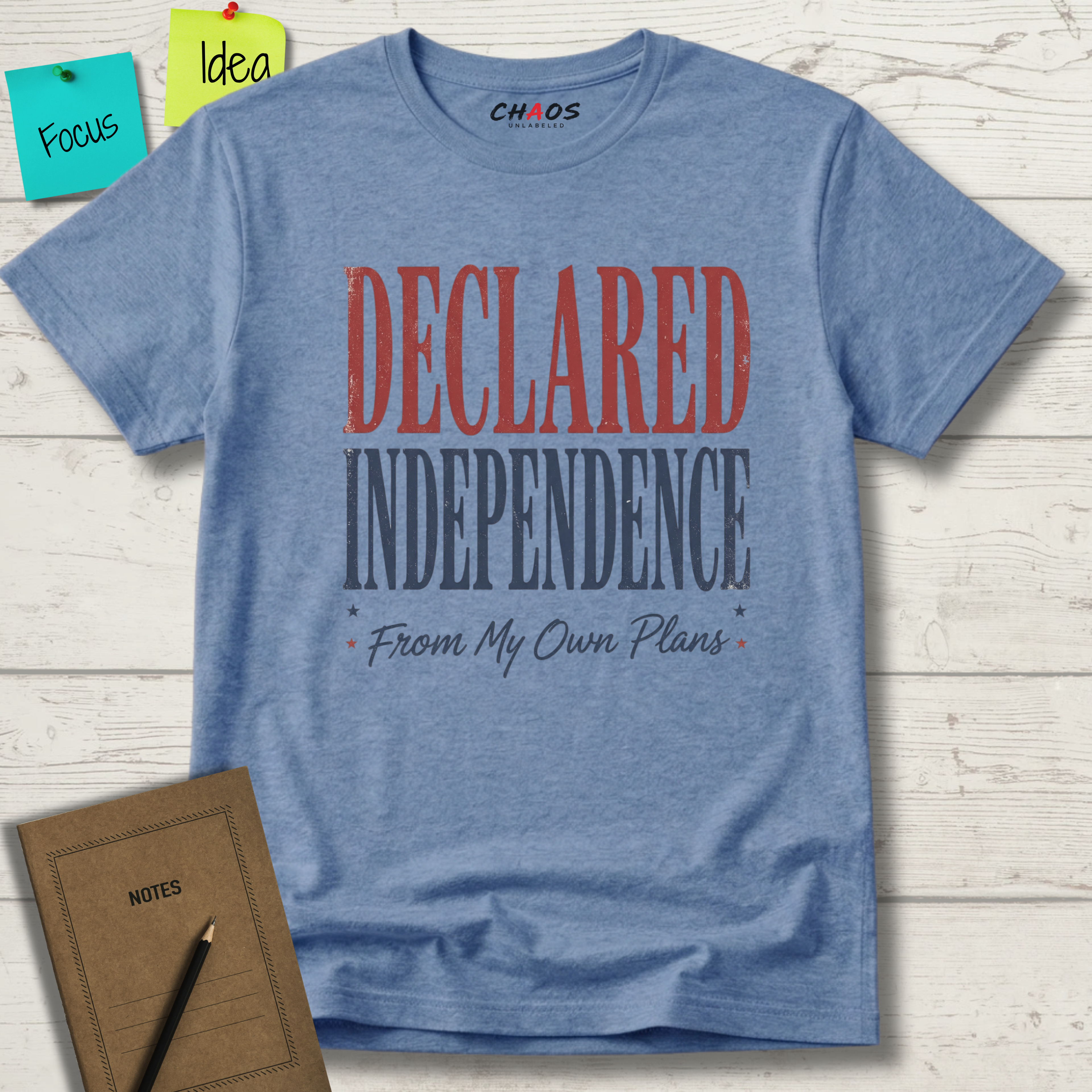DECLARED INDEPENDENCE FROM MY OWN PLANS T-SHIRT