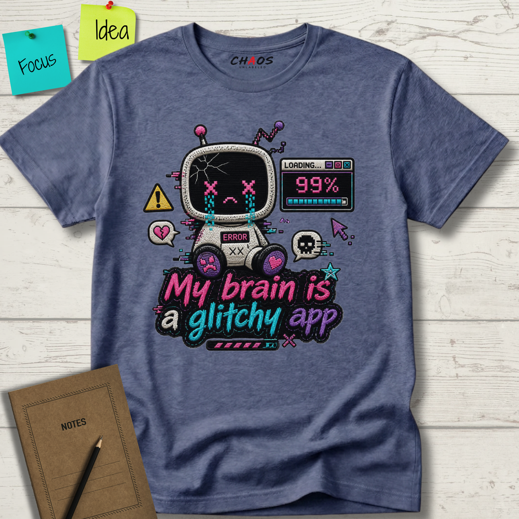 MY BRAIN IS A GLITCHY APP T-SHIRT