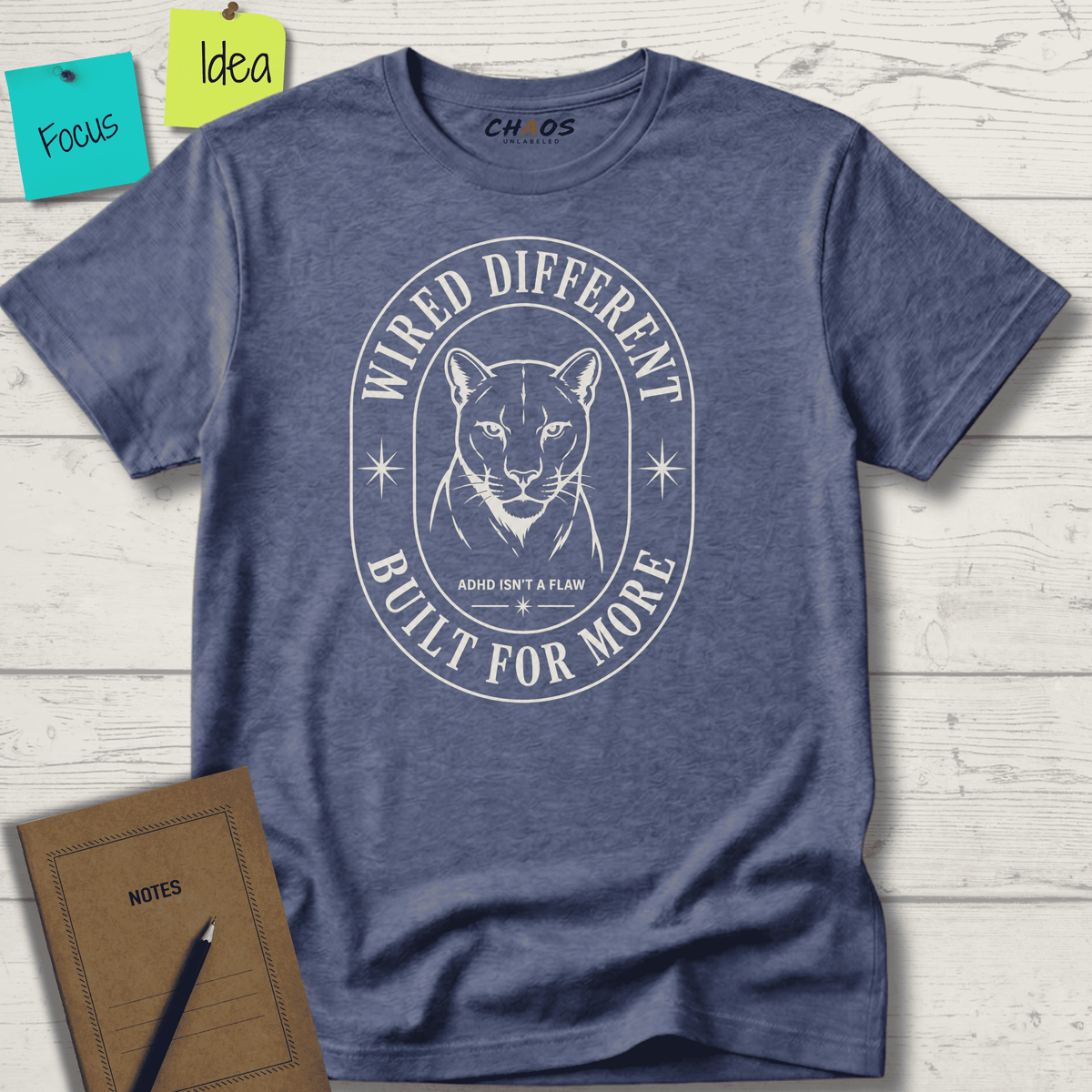 WIRED DIFFERENT BUILT FOR MORE ADHD ISN'T A FLAW T-SHIRT