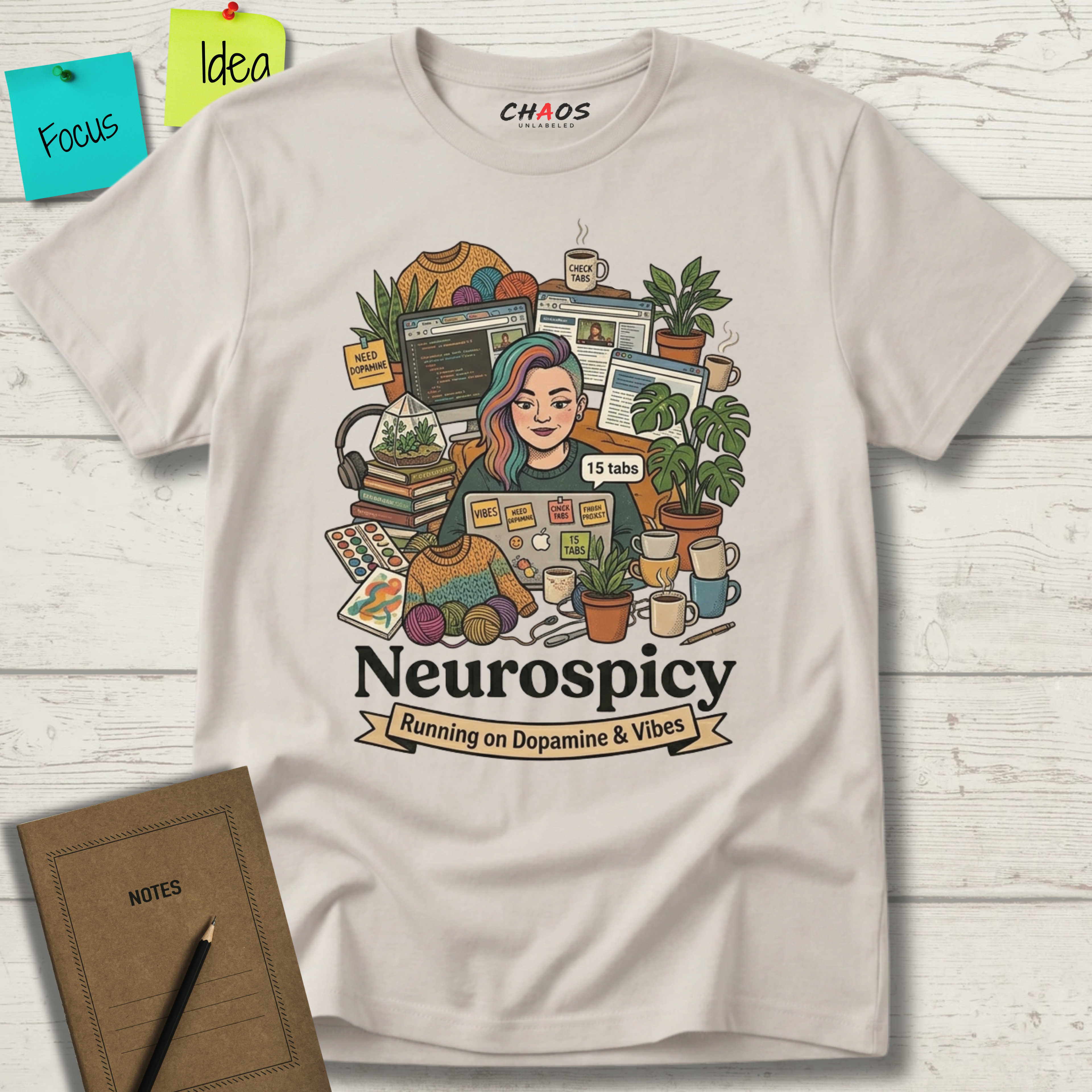 Neurospicy Running on Dopamine and Vibes T-Shirt