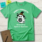 SPOOKY THOUGHTS POWERED BY SPELLS & ESPRESSO T-SHIRT