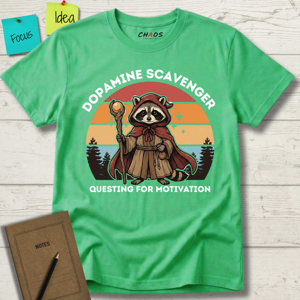 DOPAMINE SCAVENGER. QUESTING FOR MOTIVATION T-SHIRT