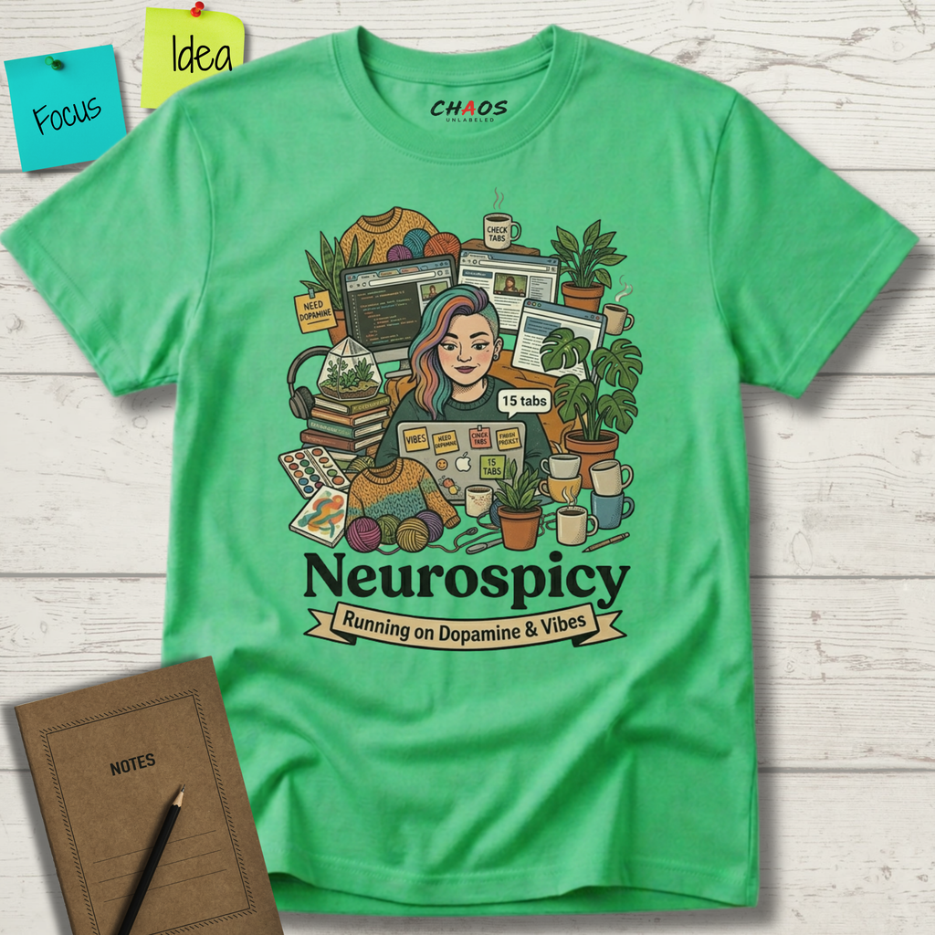 Neurospicy Running on Dopamine and Vibes T-Shirt