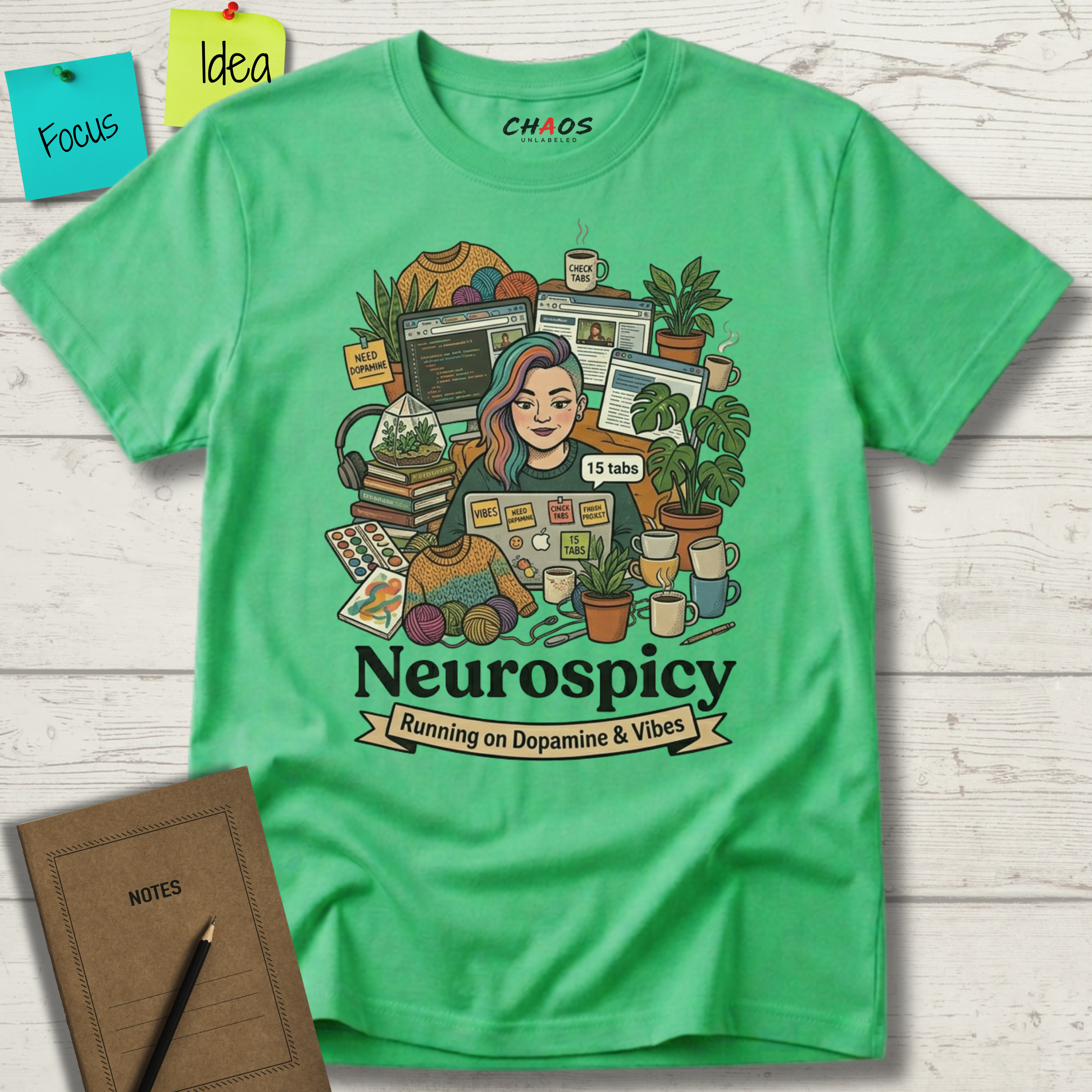 Neurospicy Running on Dopamine and Vibes T-Shirt