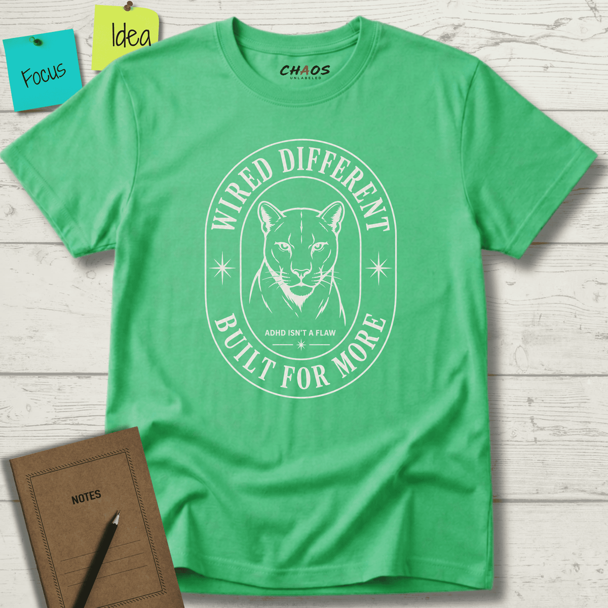 WIRED DIFFERENT BUILT FOR MORE ADHD ISN'T A FLAW T-SHIRT