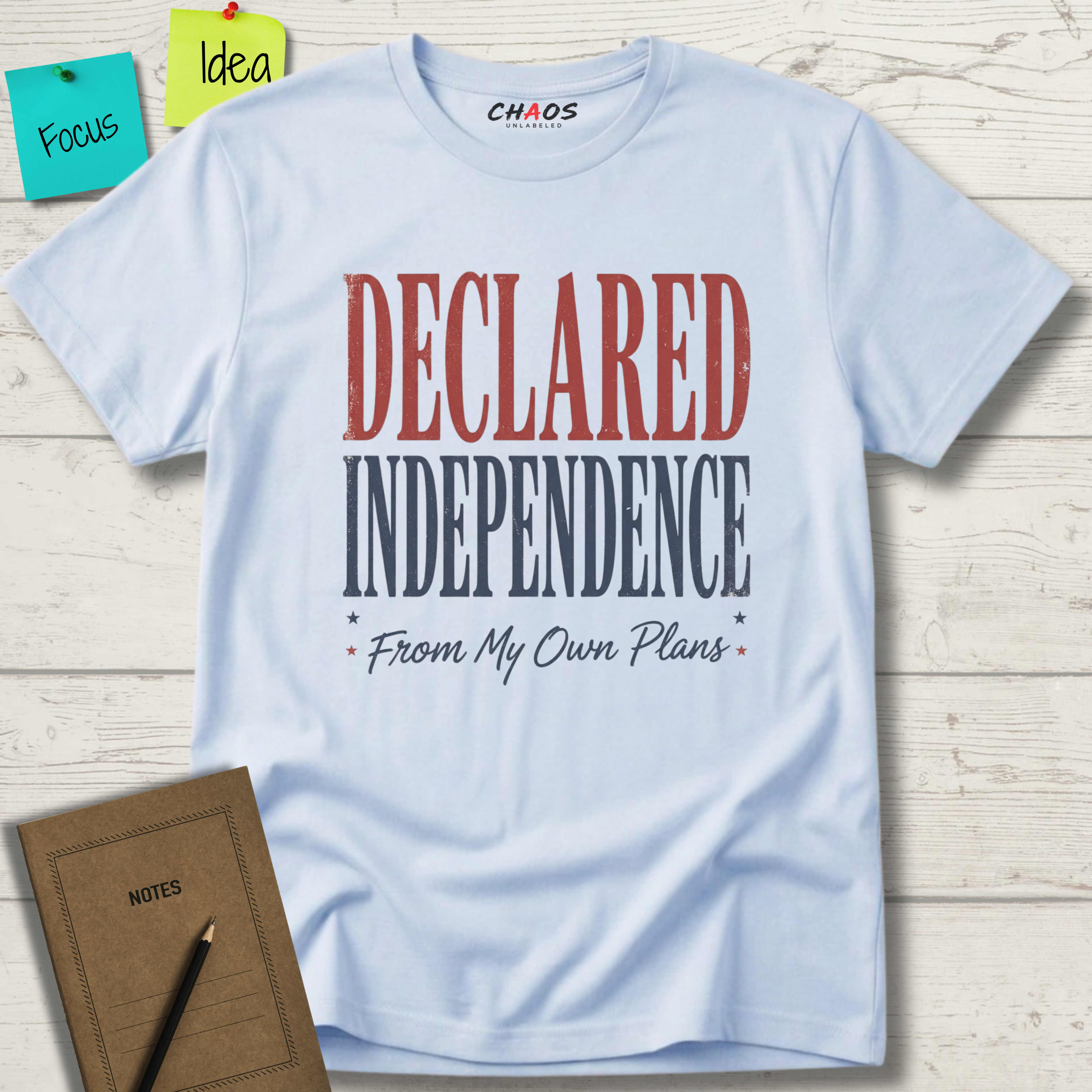 DECLARED INDEPENDENCE FROM MY OWN PLANS T-SHIRT