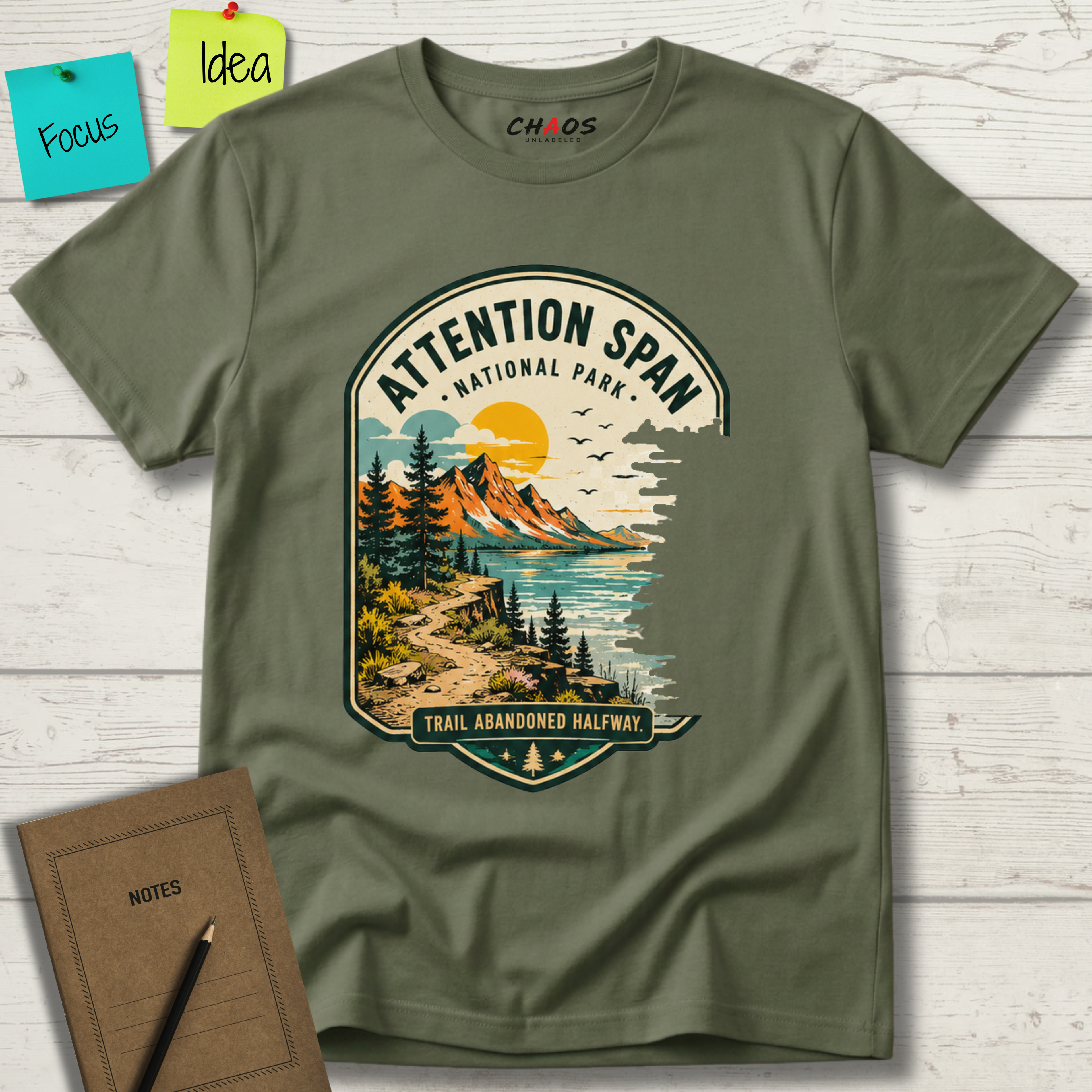 ATTENTION SPAN TRAIL ABANDONED HALFWAY T-SHIRT
