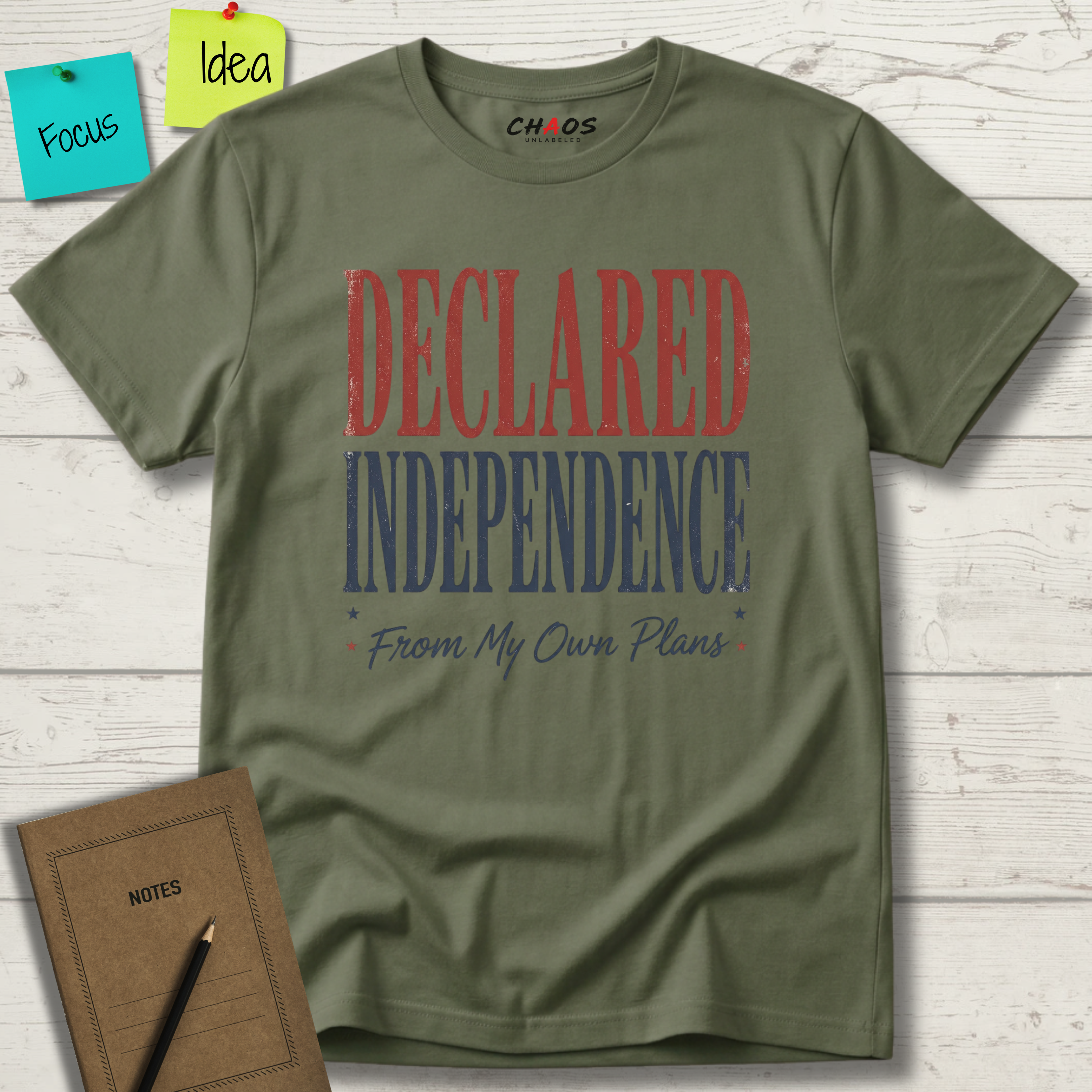 DECLARED INDEPENDENCE FROM MY OWN PLANS T-SHIRT