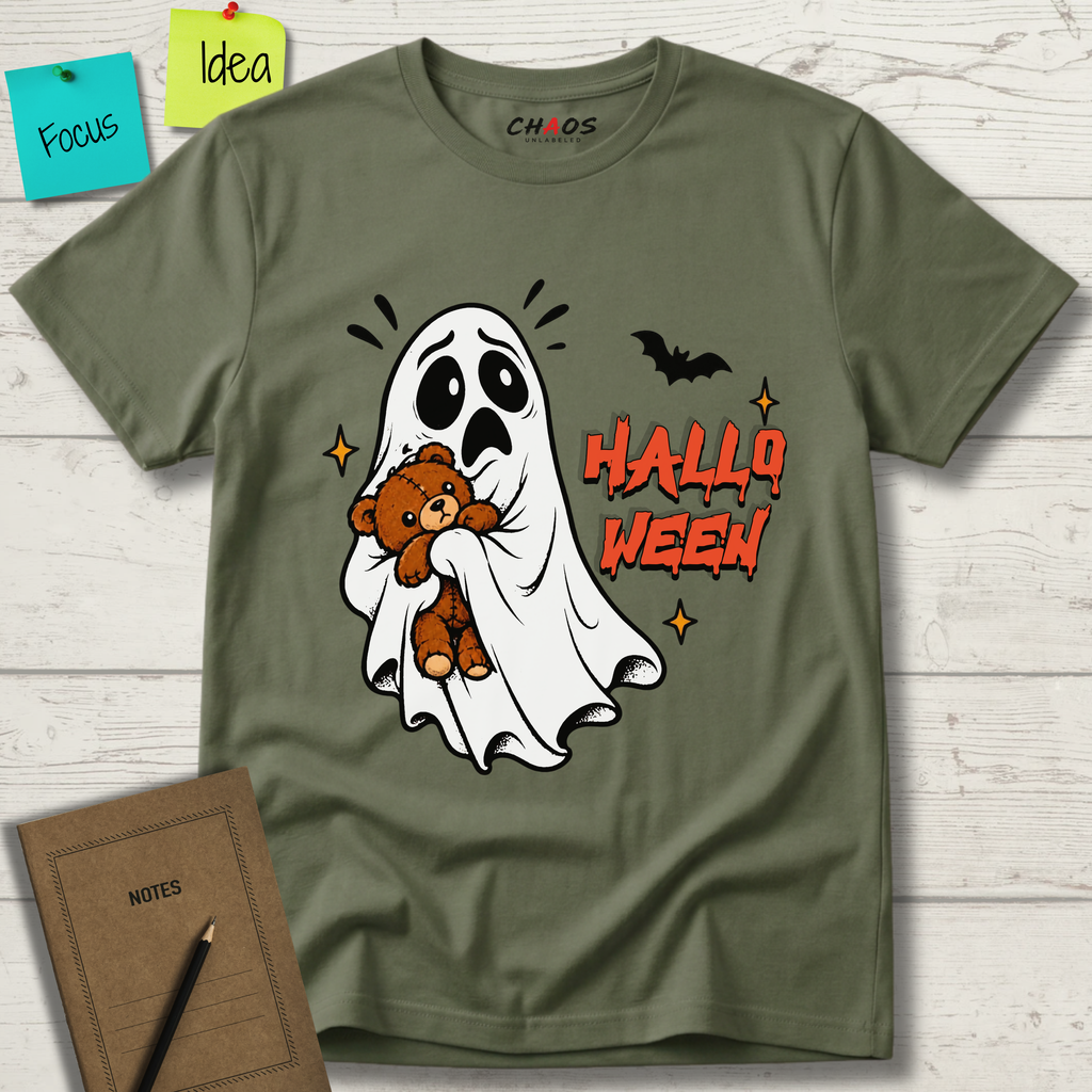 SCARED HALLOWEEN GHOST T-SHIRT