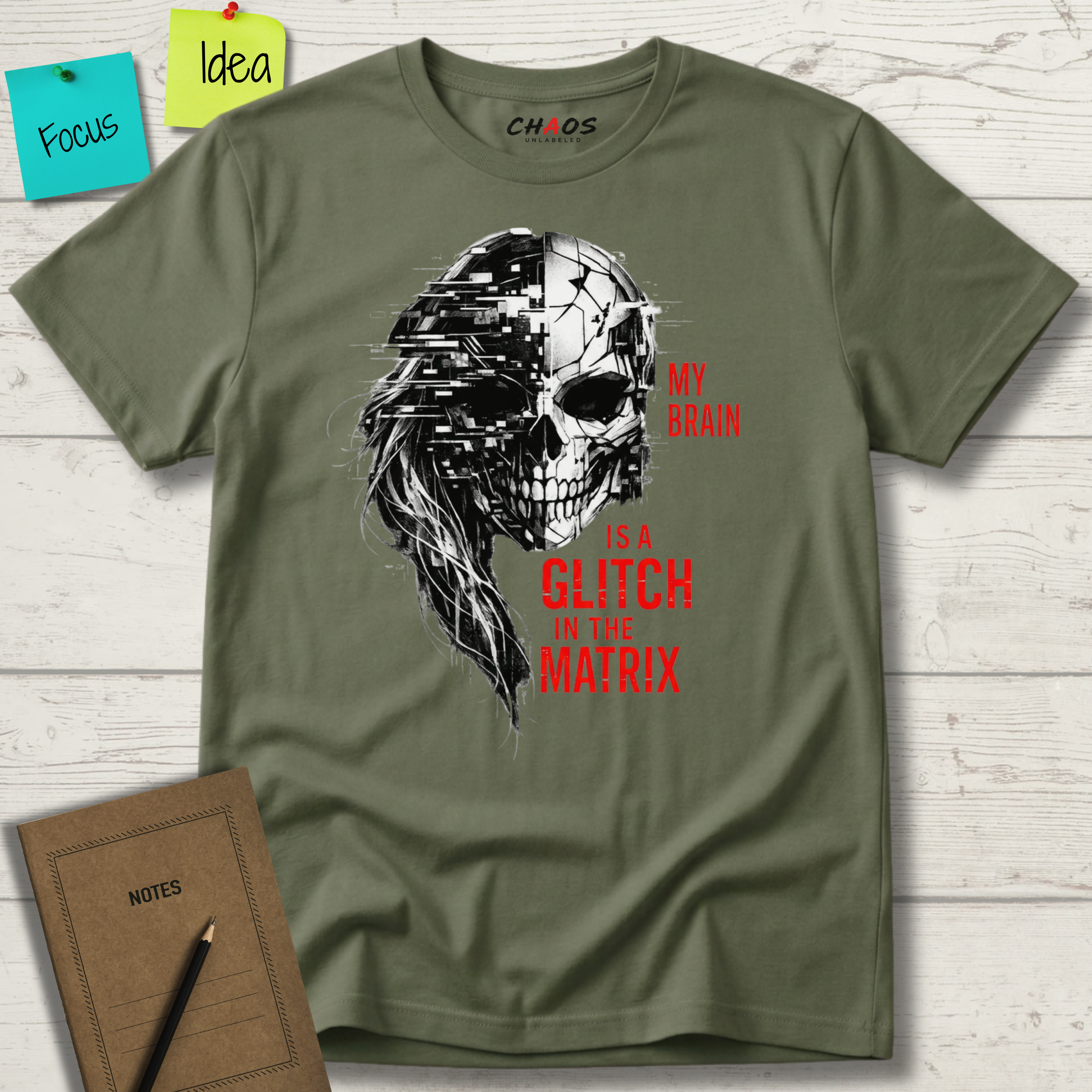 MY BRAIN IS A GLITCH APP IN THE MATRIX T-SHIRT