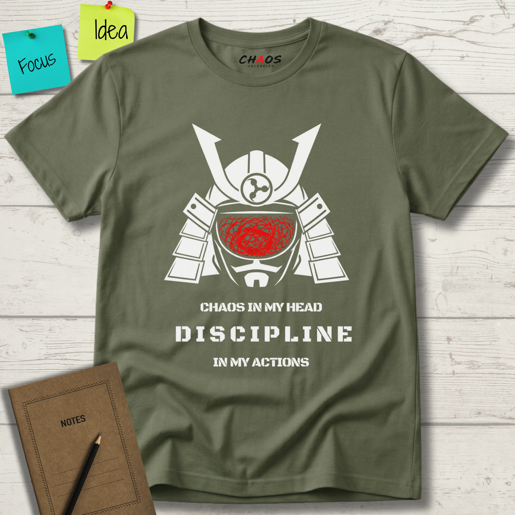 CHAOS IN MY HEAD DISCIPLINE IN MY ACTION T-SHIRT