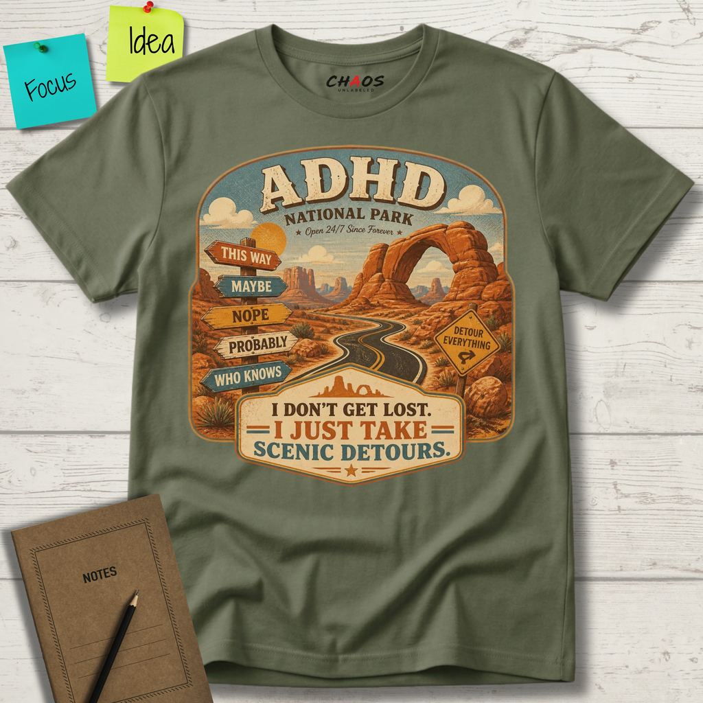 ADHD NATIONAL PARK I DON'T GET LOST I JUST TAKE SCENIC DETOURS T-SHIRT