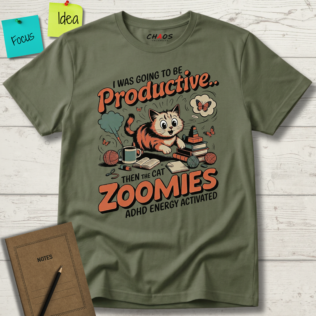 I Was Going To Be Productive Then The Cat Zoomies T-Shirt
