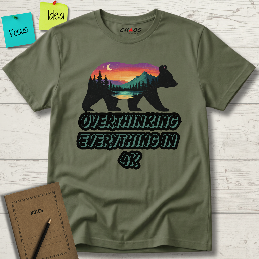 OVERTHINKING EVERYTHING IN 4K BEAR T-SHIRT