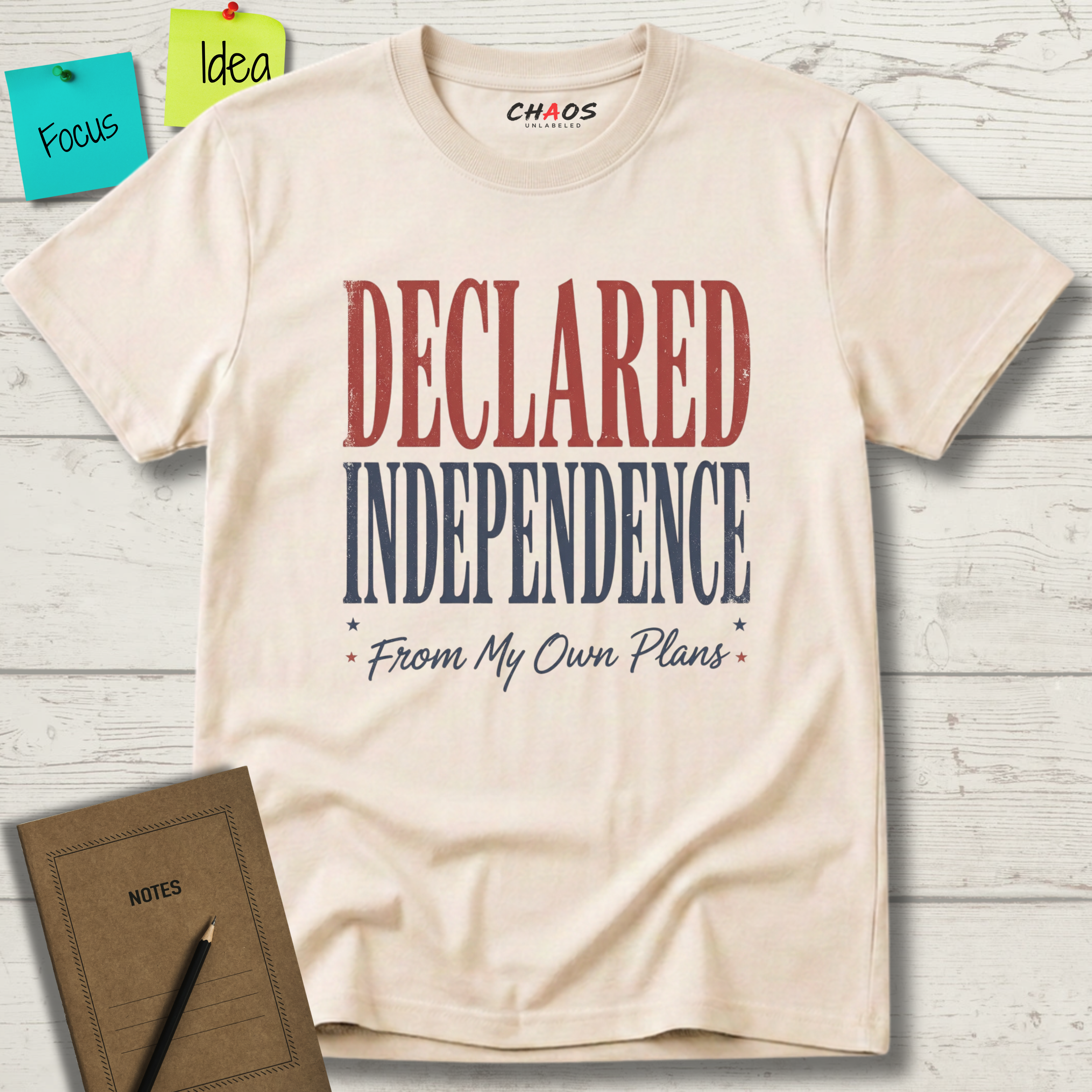 DECLARED INDEPENDENCE FROM MY OWN PLANS T-SHIRT