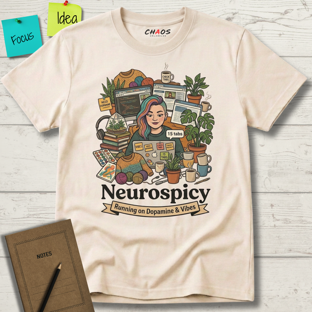 Neurospicy Running on Dopamine and Vibes T-Shirt