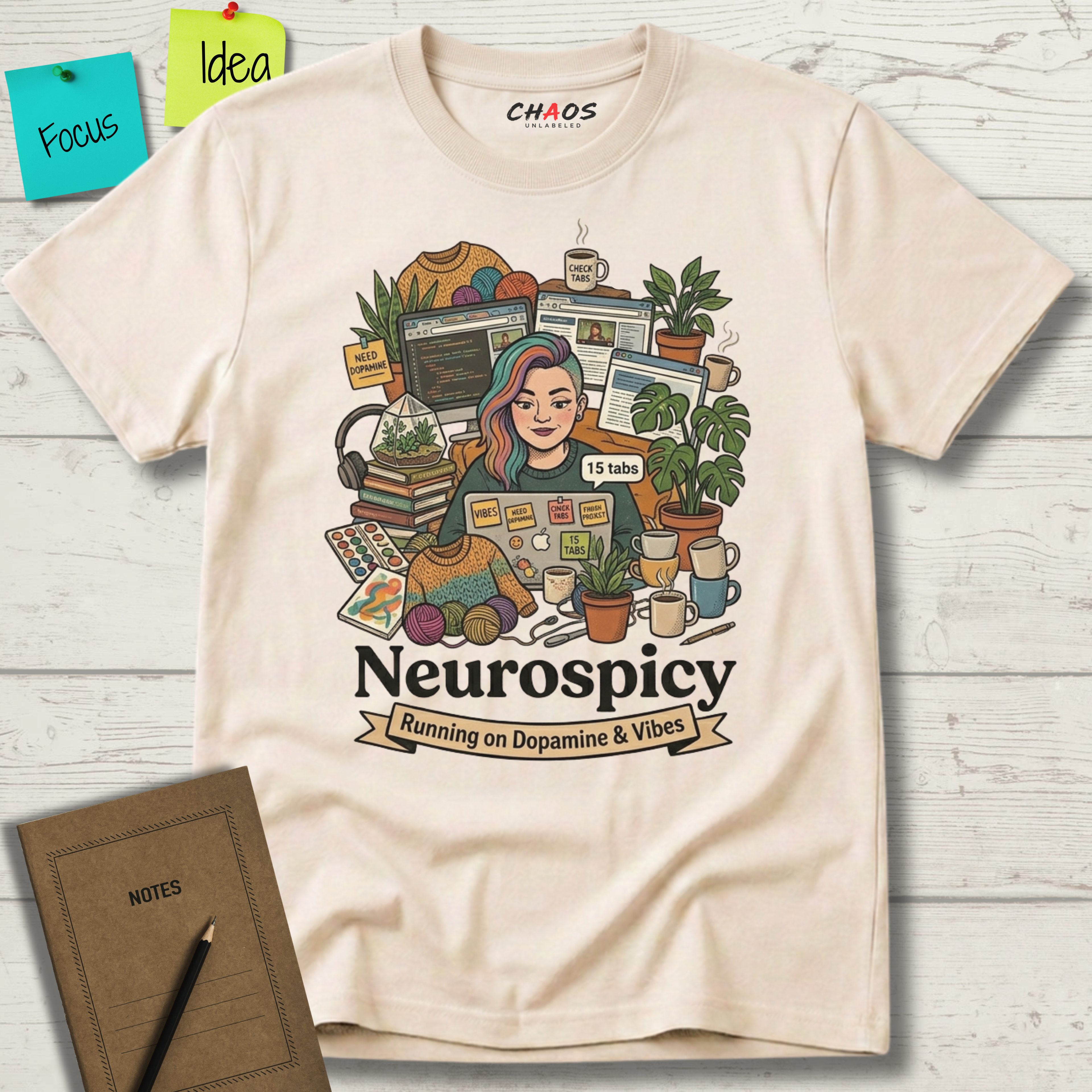 Neurospicy Running on Dopamine and Vibes T-Shirt