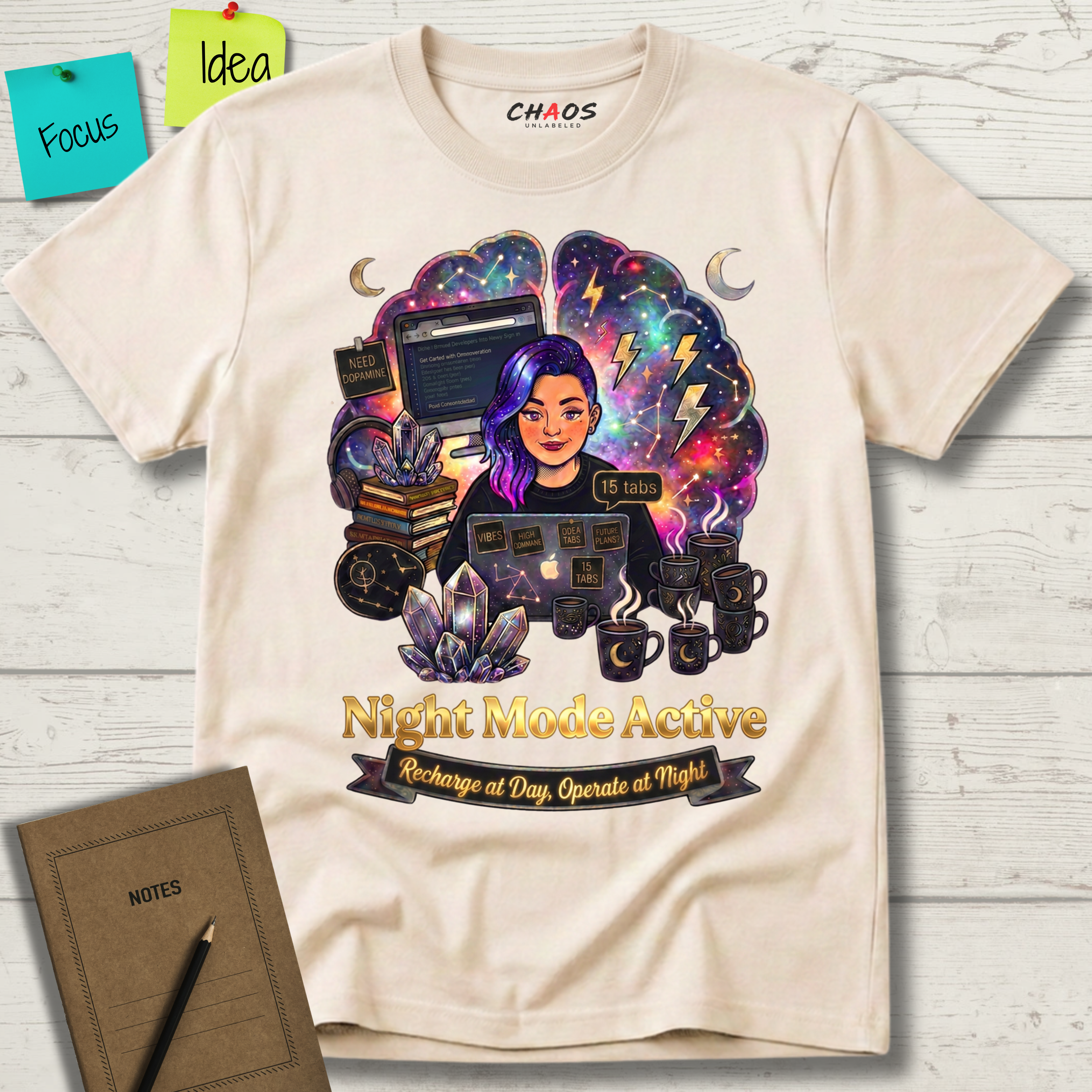 Night Mode Active. Recharge at Day, Operate at Night T-Shirt