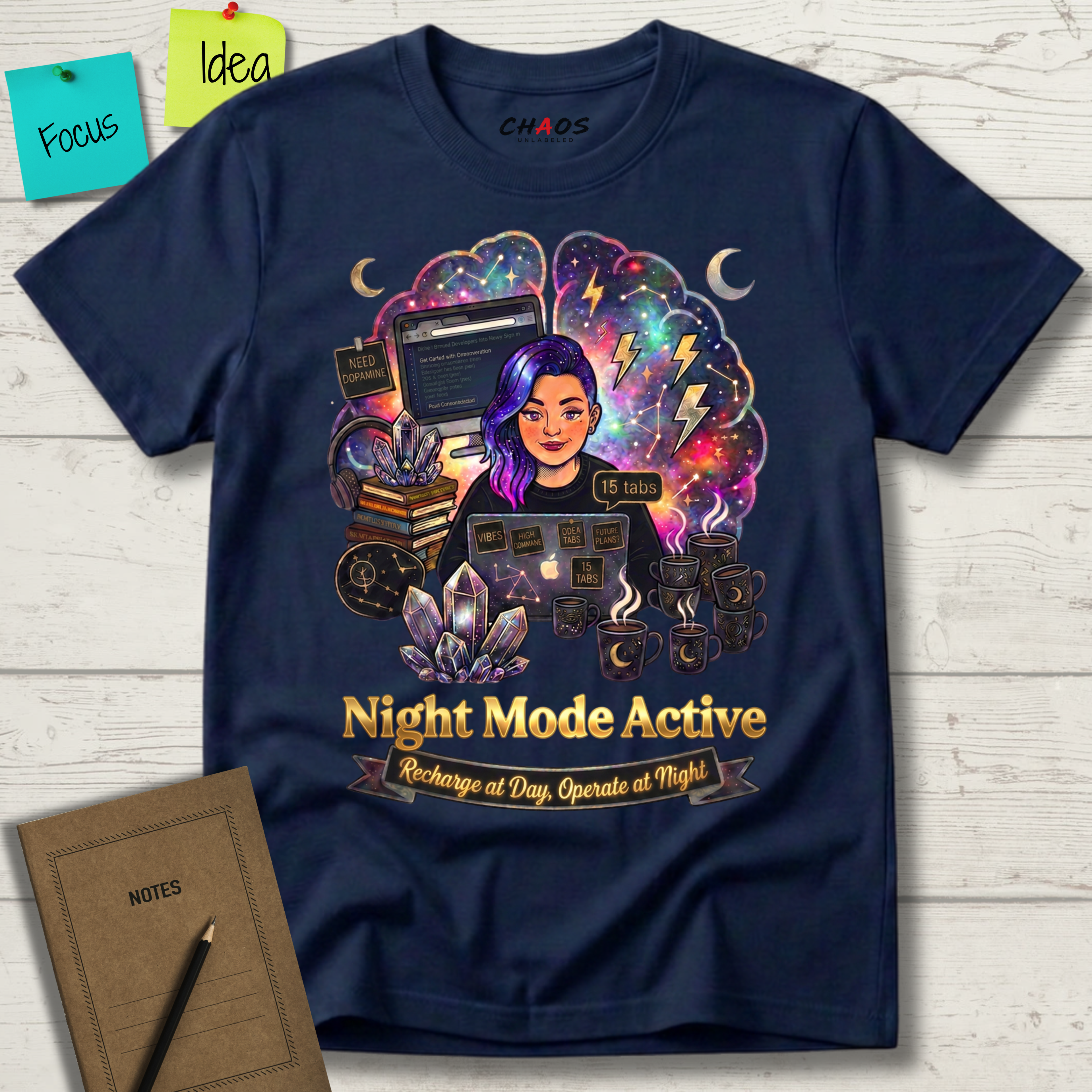 Night Mode Active. Recharge at Day, Operate at Night T-Shirt