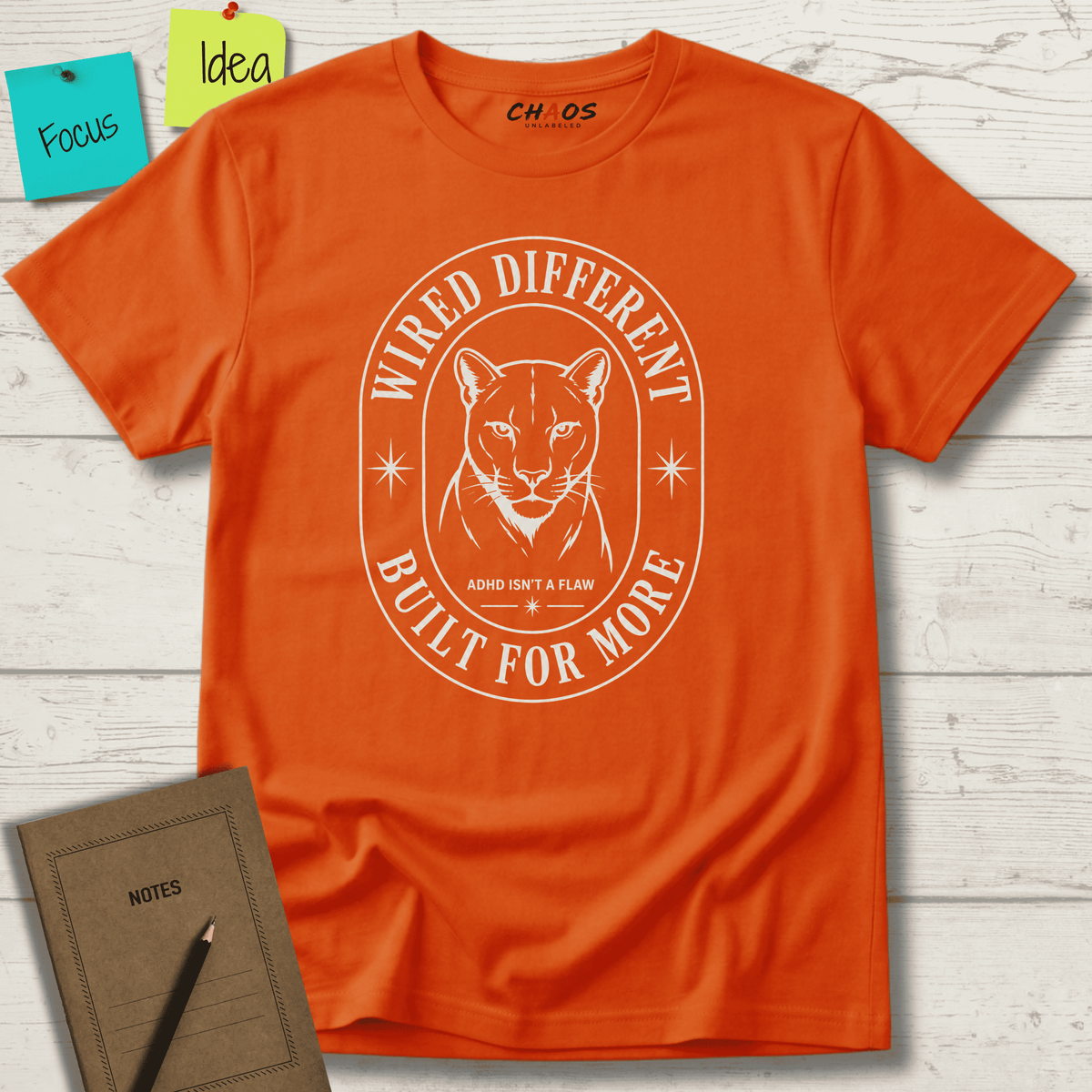 WIRED DIFFERENT BUILT FOR MORE ADHD ISN'T A FLAW T-SHIRT